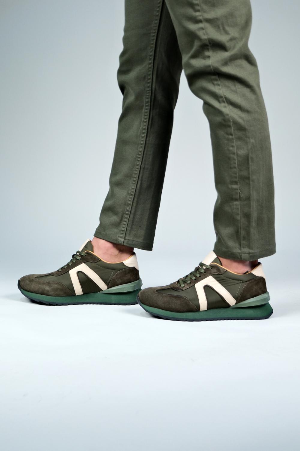  Carfier 2470 TOR Haki Hakiki Deri Erkek Sneaker Ayakkabı