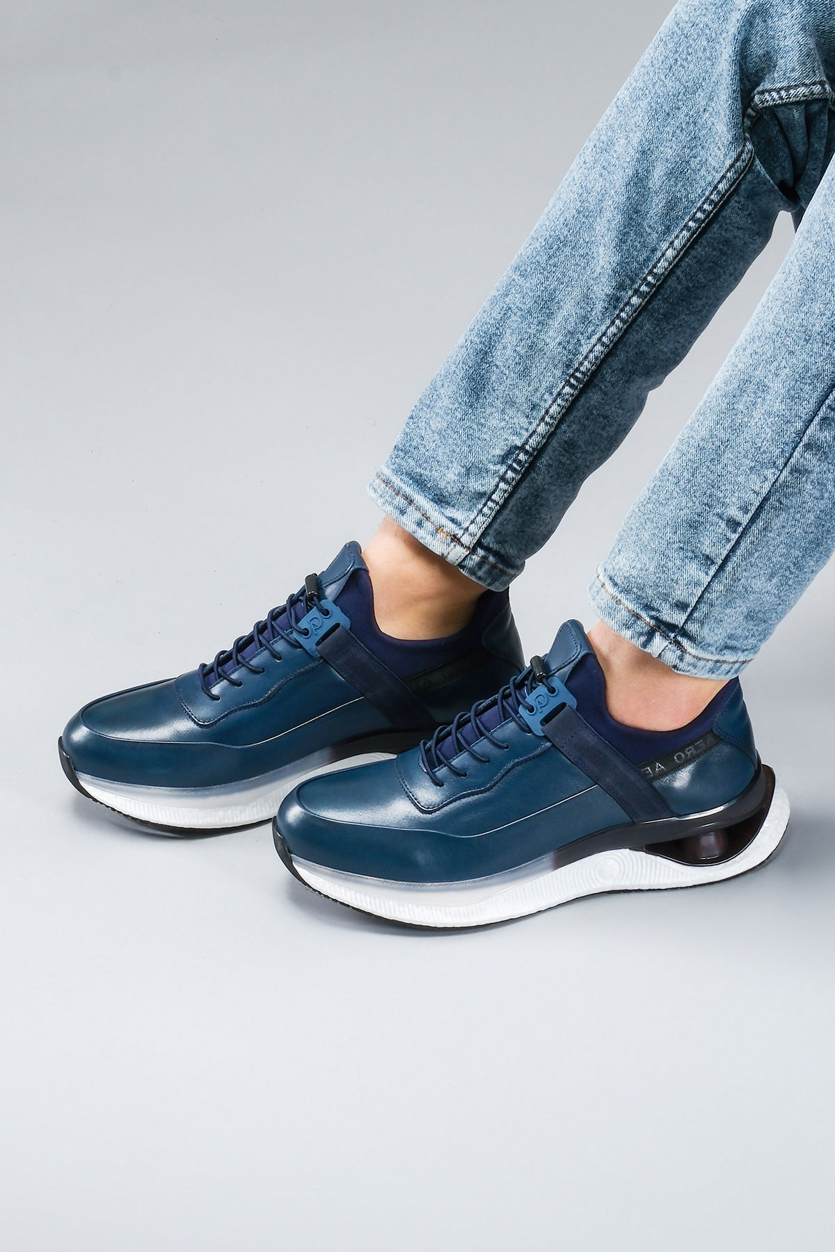 Carfier 1957 TOR Lacivert Hakiki Deri Erkek Sneaker Ayakkabı
