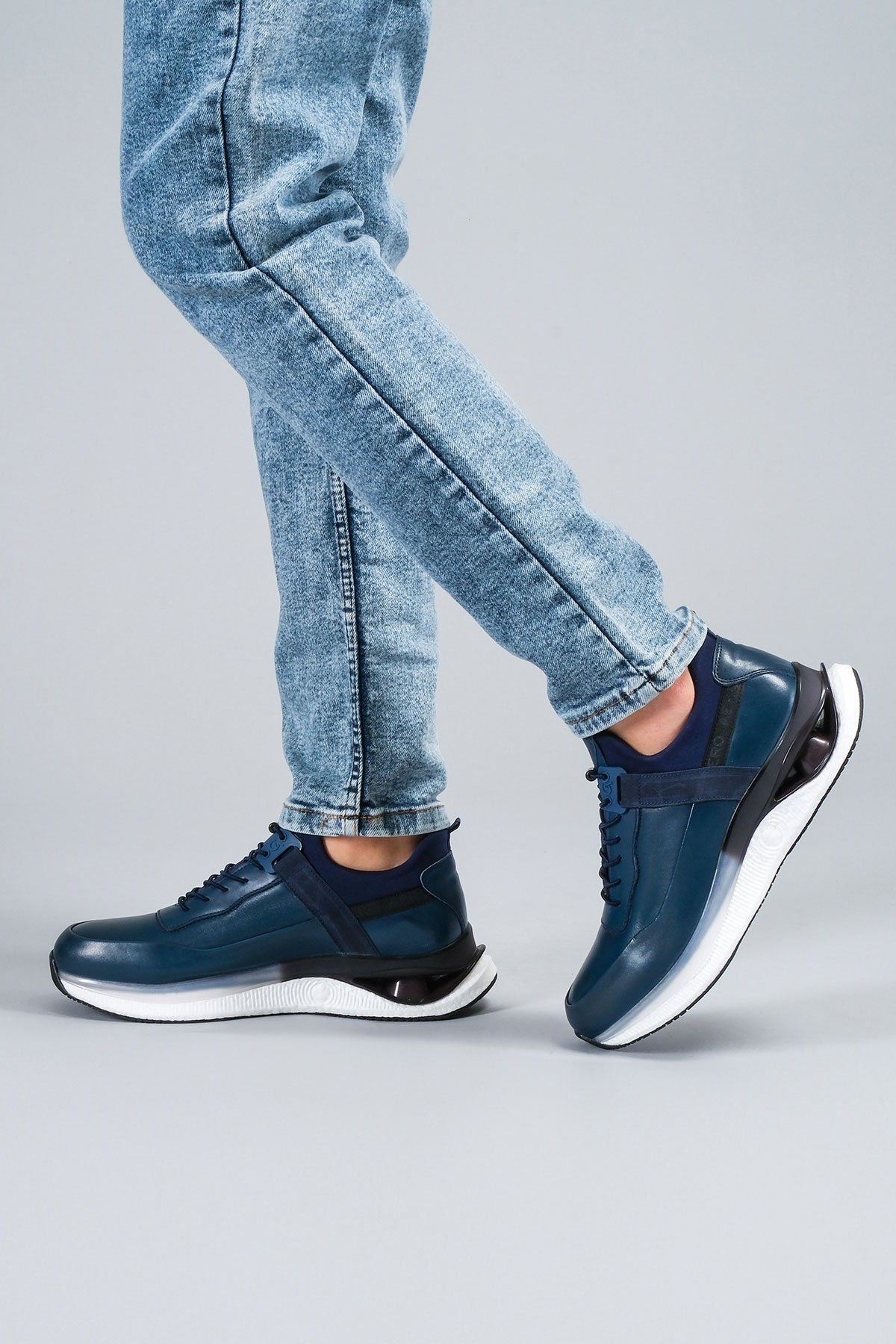 Carfier 1957 TOR Lacivert Hakiki Deri Erkek Sneaker Ayakkabı