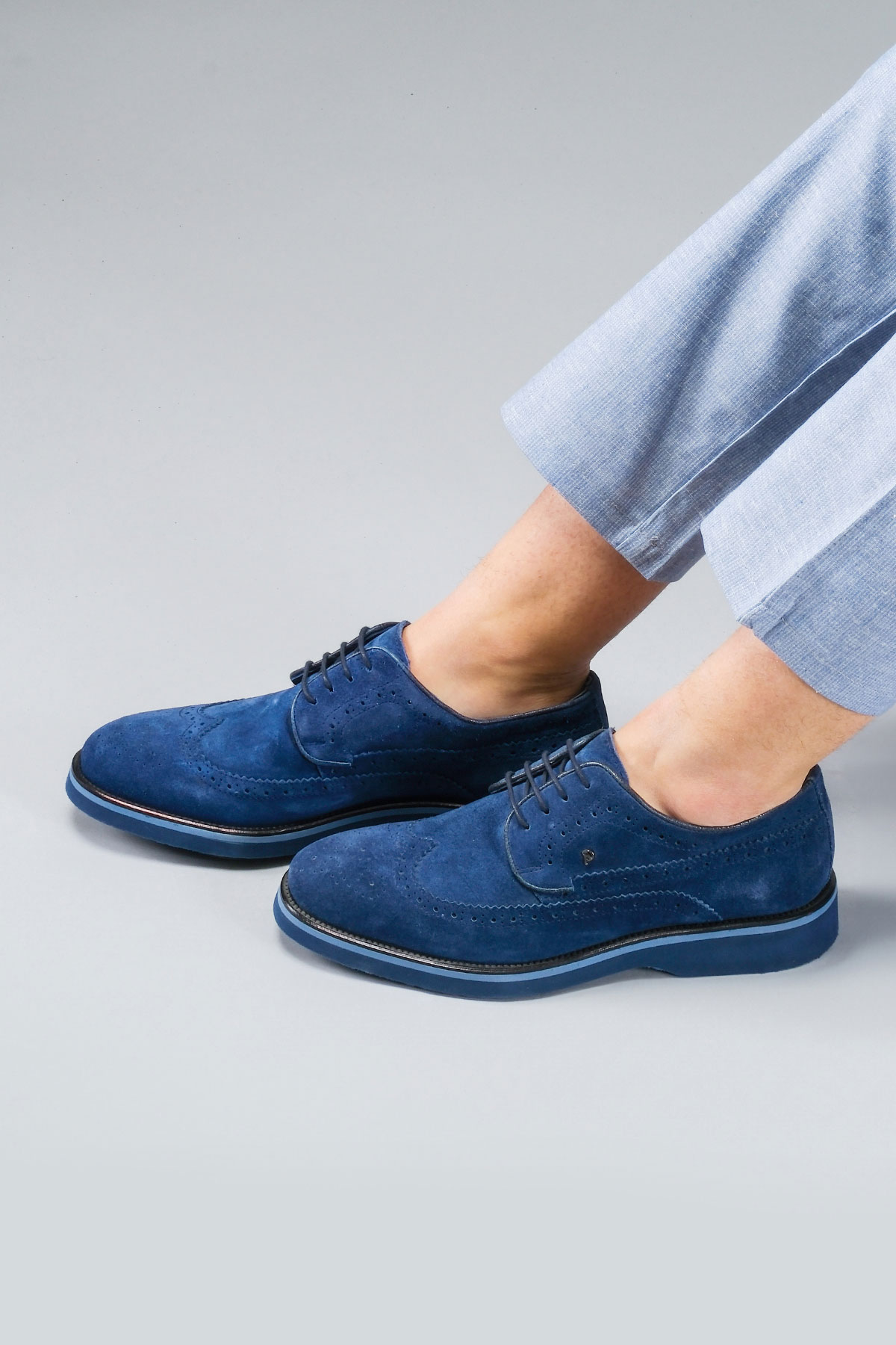 Carfier 1966 570 Lacivert Süet Hakiki Deri Erkek Smart Casual Ayakkabı