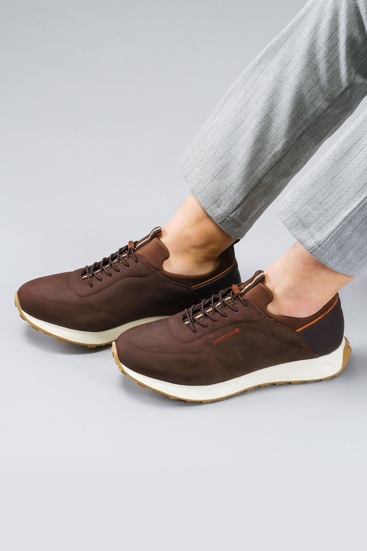 Carfier 2067 199 Kahve Nubuk Hakiki Deri Erkek Sneaker Ayakkabı