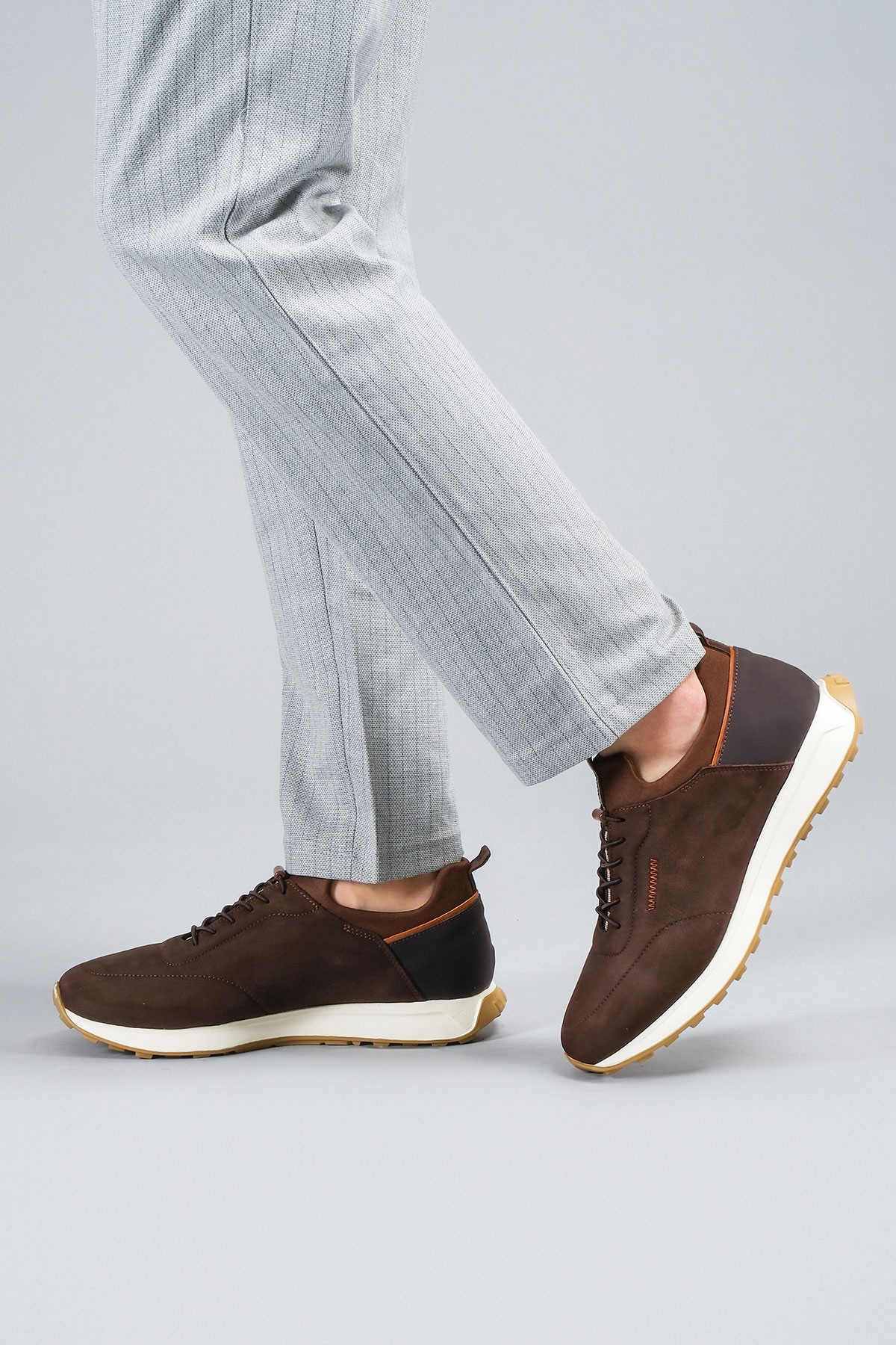 Carfier 2067 199 Kahve Nubuk Hakiki Deri Erkek Sneaker Ayakkabı