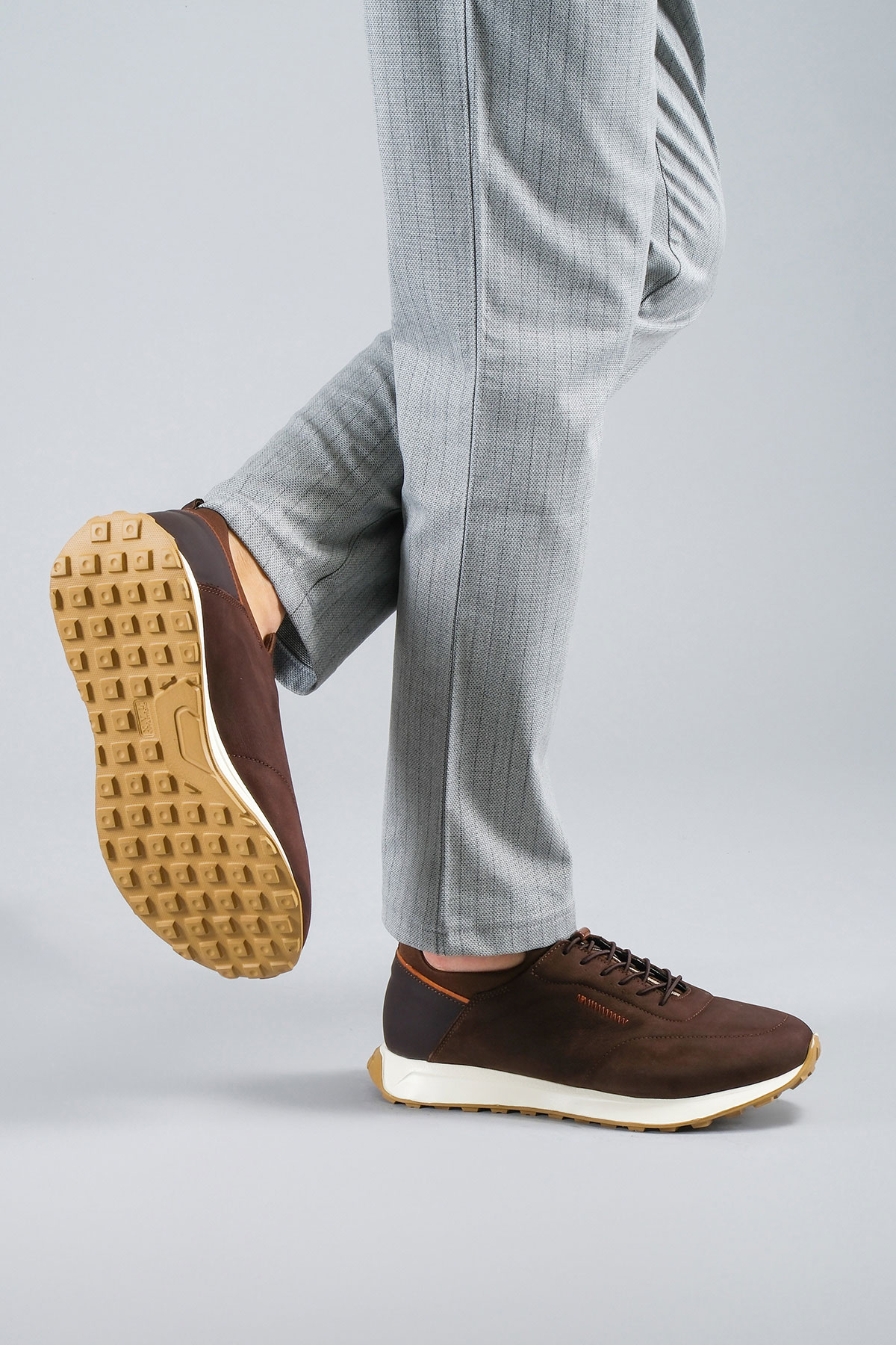 Carfier 2067 199 Kahve Nubuk Hakiki Deri Erkek Sneaker Ayakkabı
