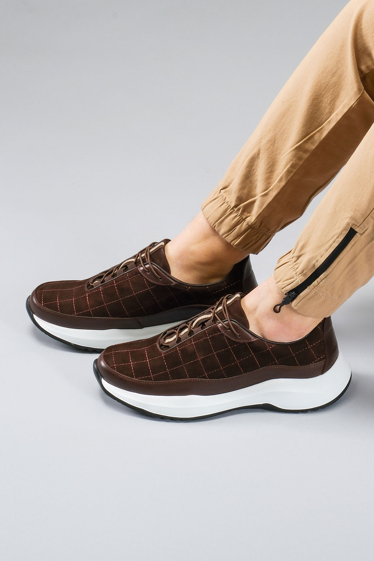 Carfier 2149 202 Kahve Hakiki Deri Erkek Sneaker Ayakkabı