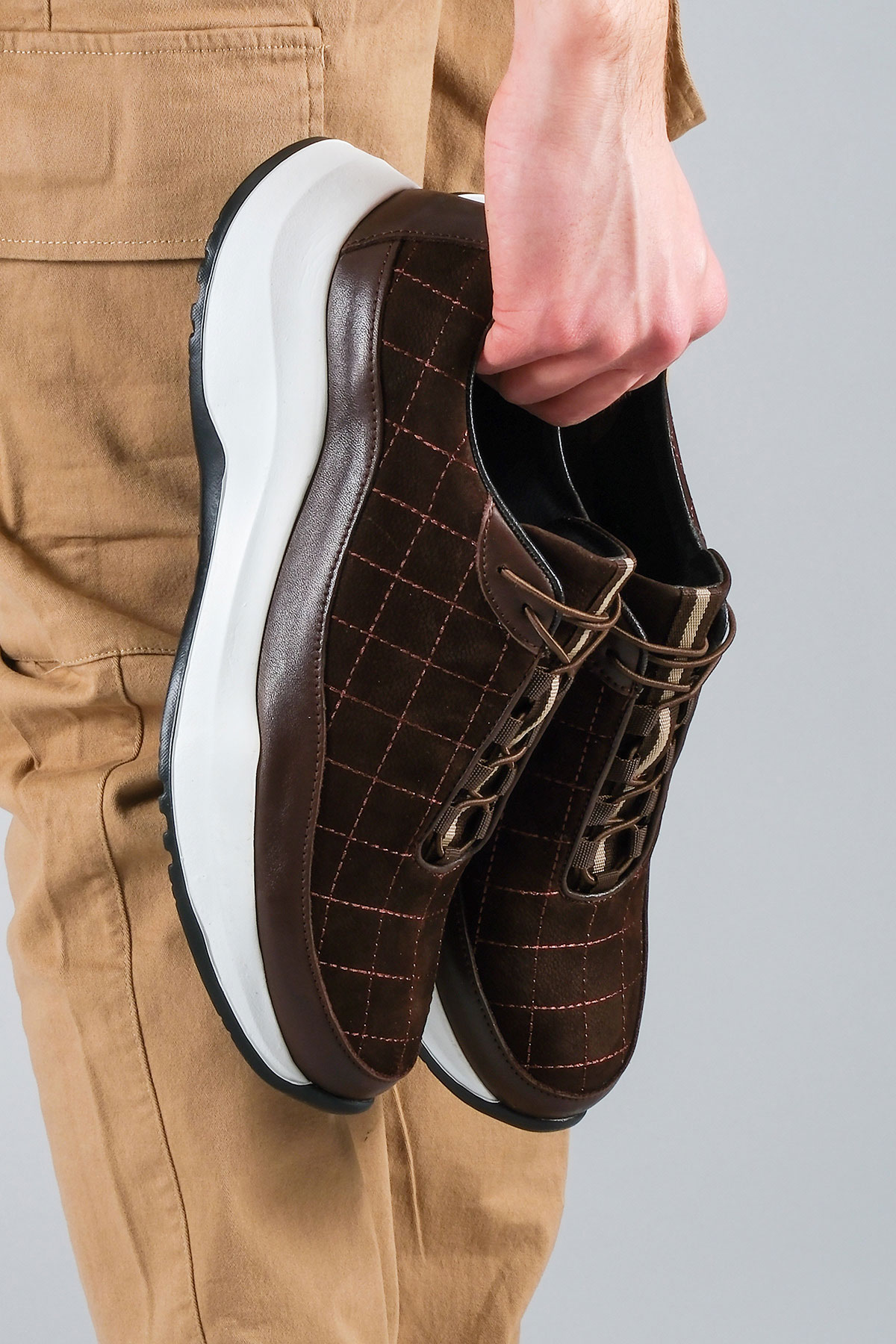 Carfier 2149 202 Kahve Hakiki Deri Erkek Sneaker Ayakkabı