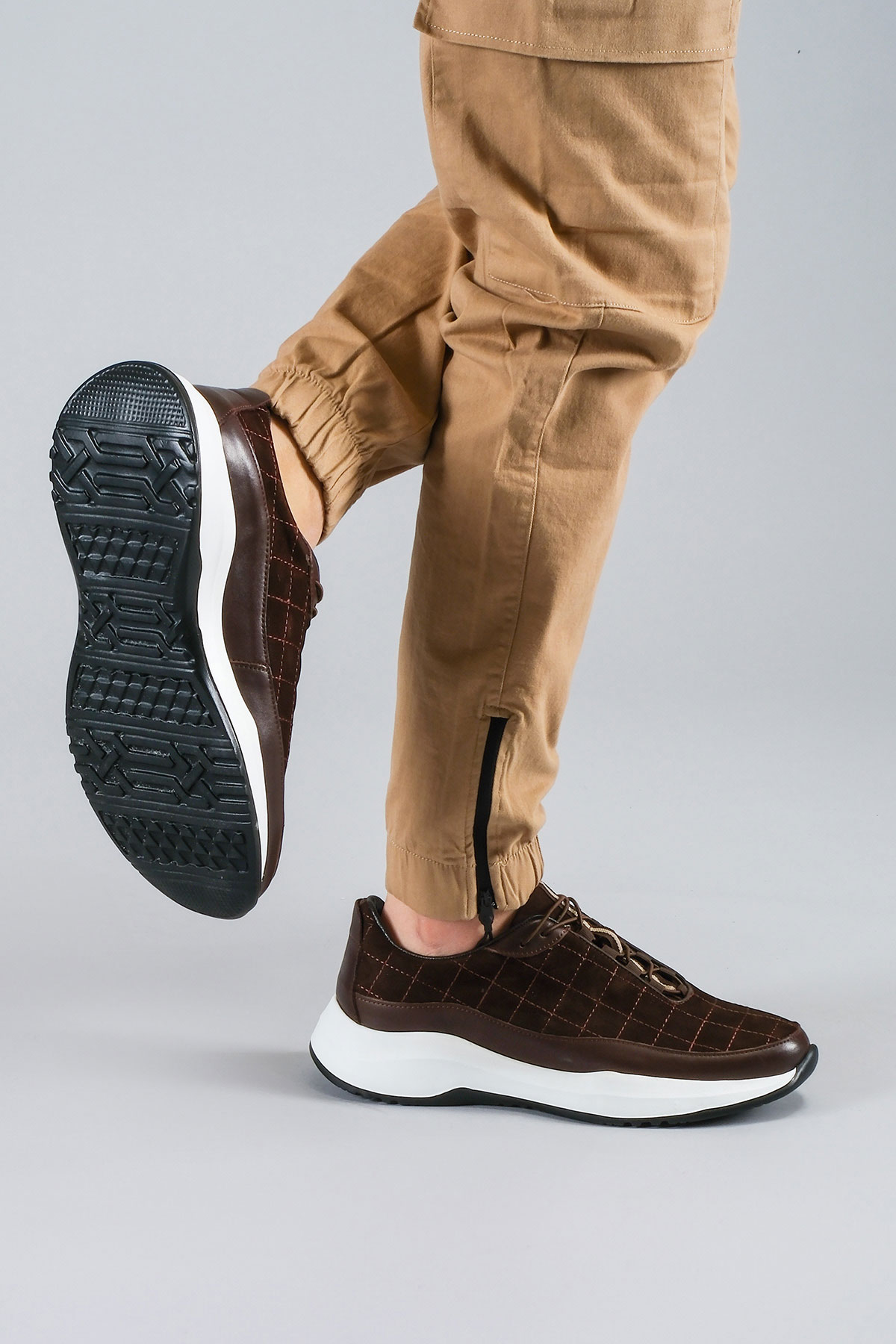 Carfier 2149 202 Kahve Hakiki Deri Erkek Sneaker Ayakkabı