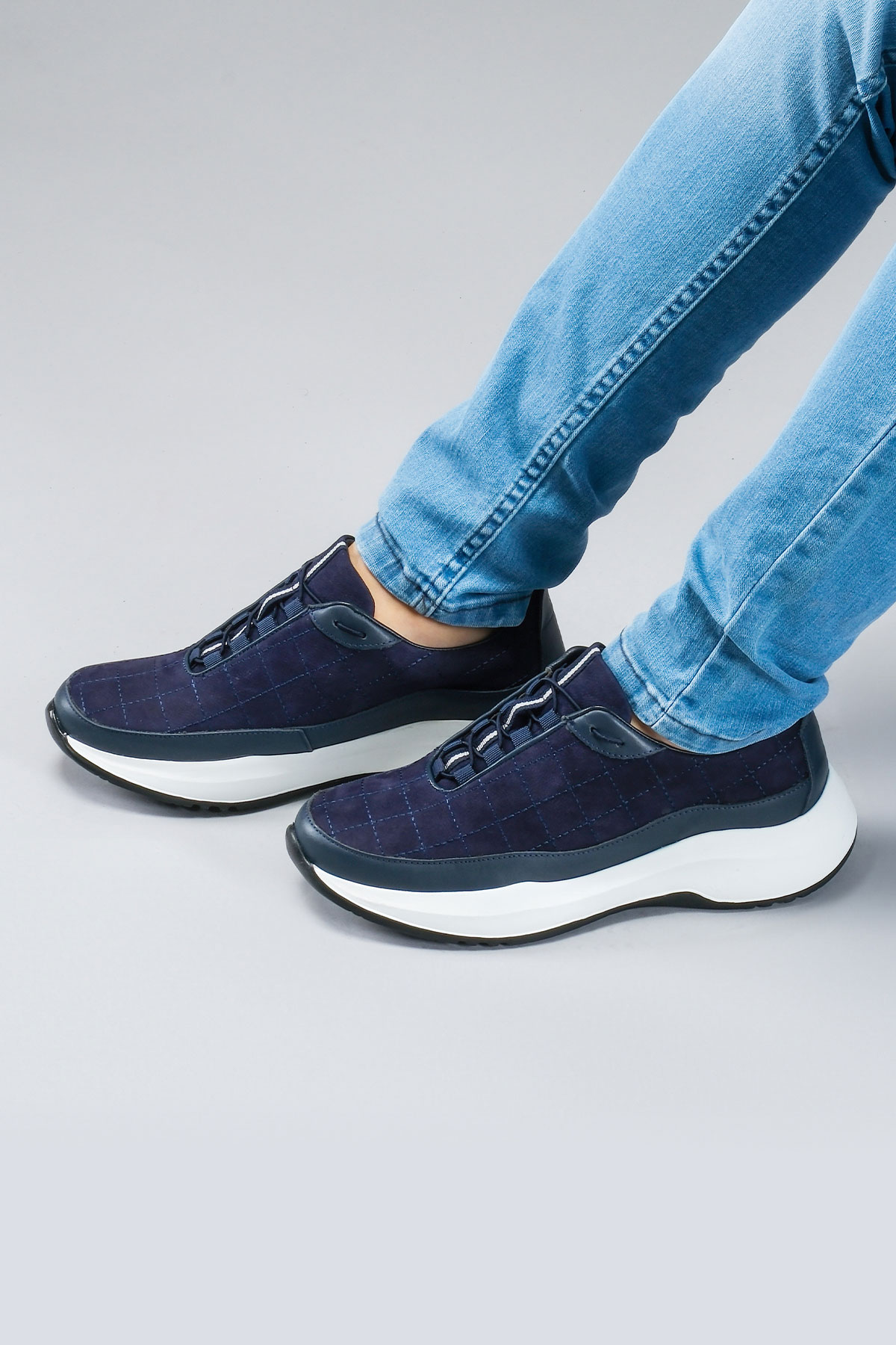 Carfier 2149 202 Lacivert Hakiki Deri Erkek Sneaker Ayakkabı