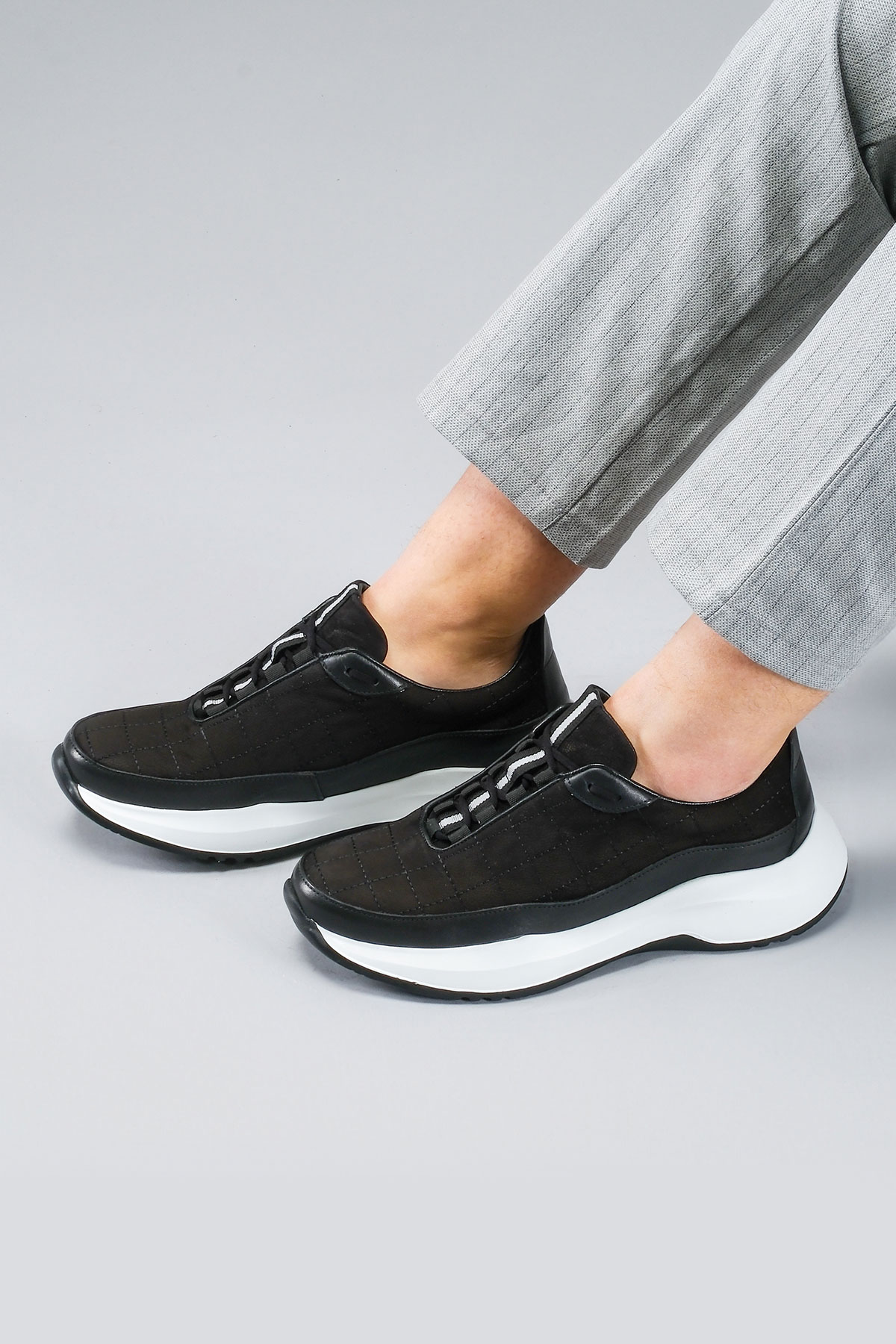 Carfier 2149 202 Siyah Hakiki Deri Erkek Sneaker Ayakkabı
