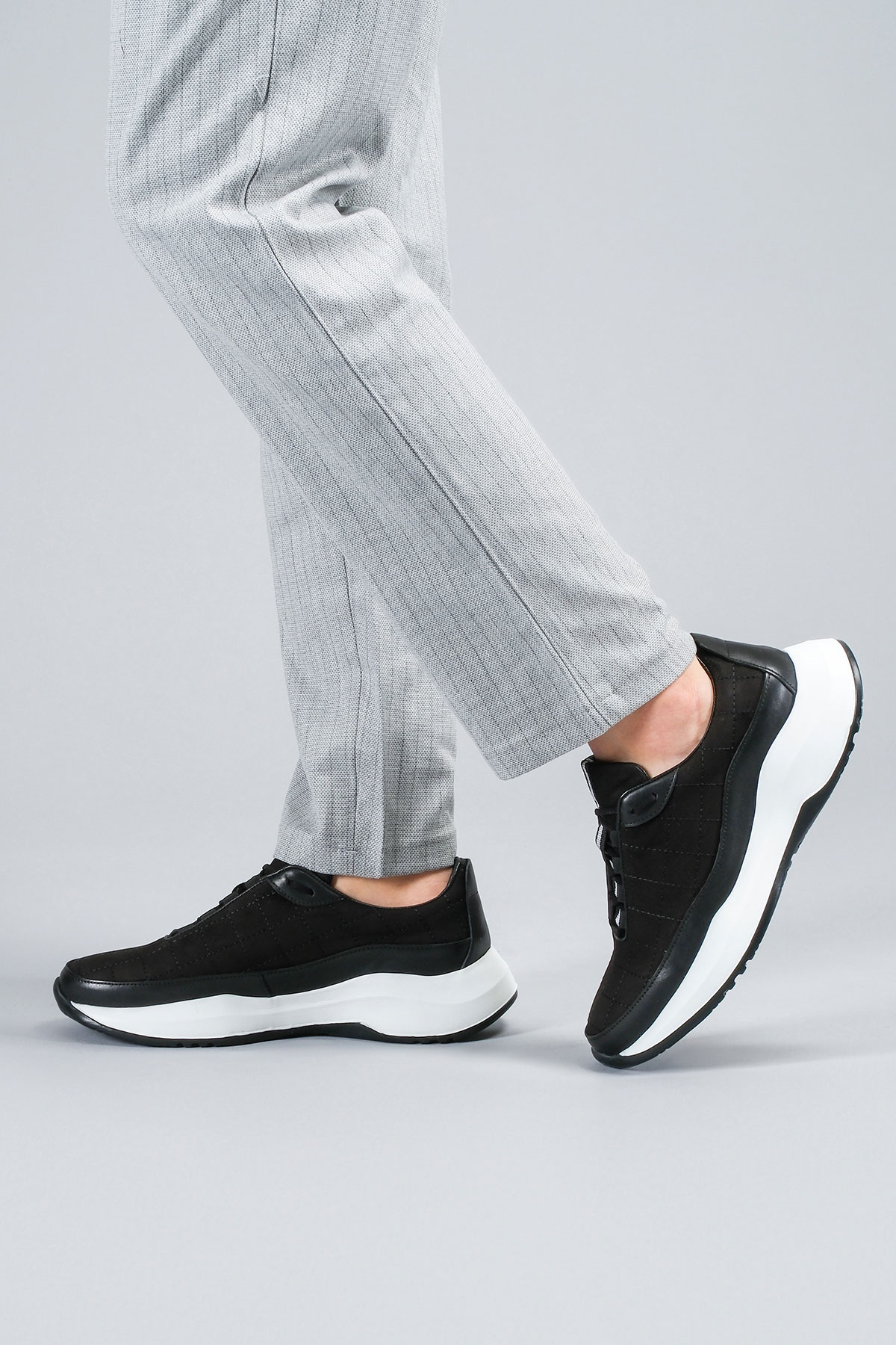 Carfier 2149 202 Siyah Hakiki Deri Erkek Sneaker Ayakkabı