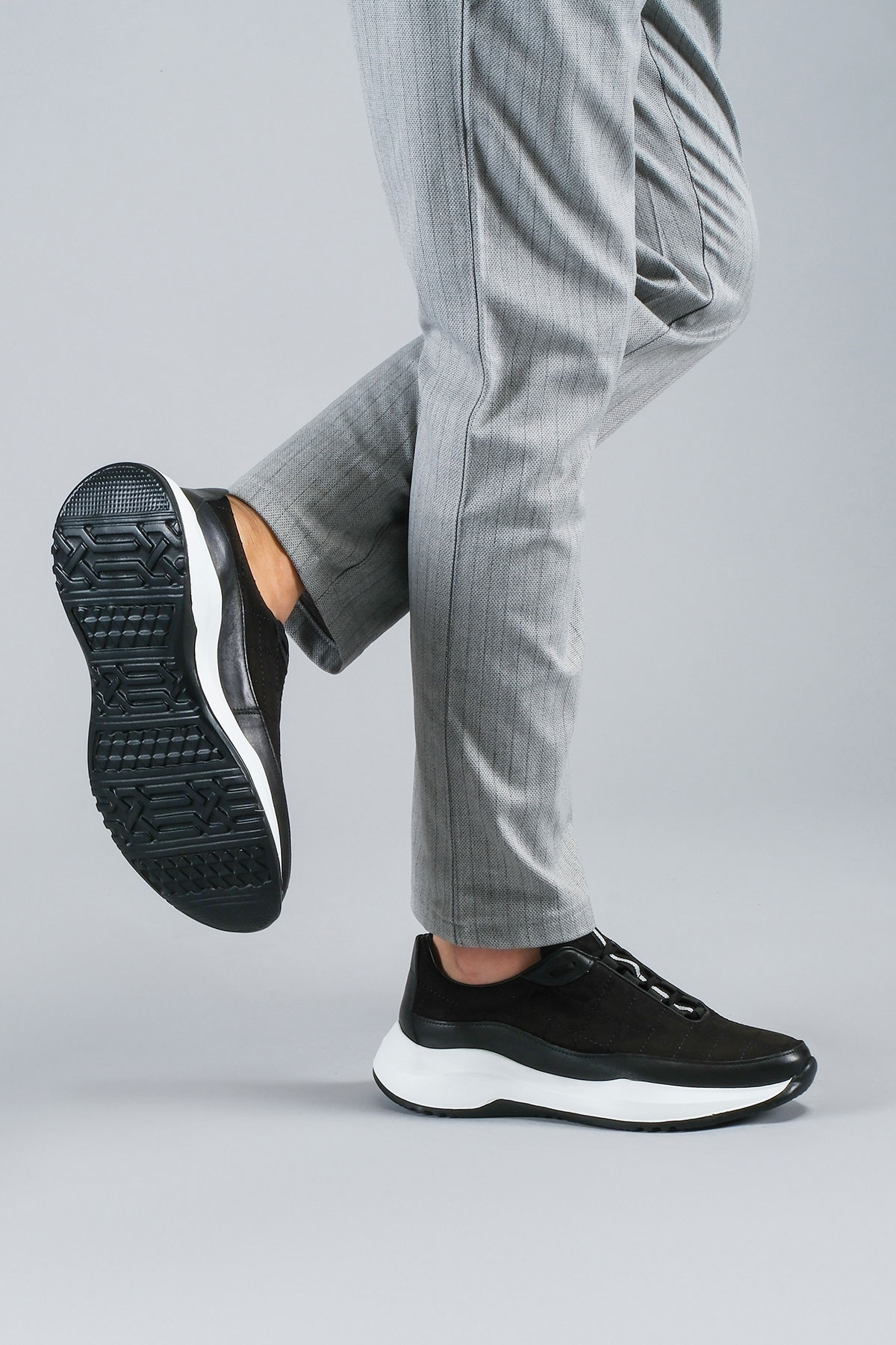 Carfier 2149 202 Siyah Hakiki Deri Erkek Sneaker Ayakkabı
