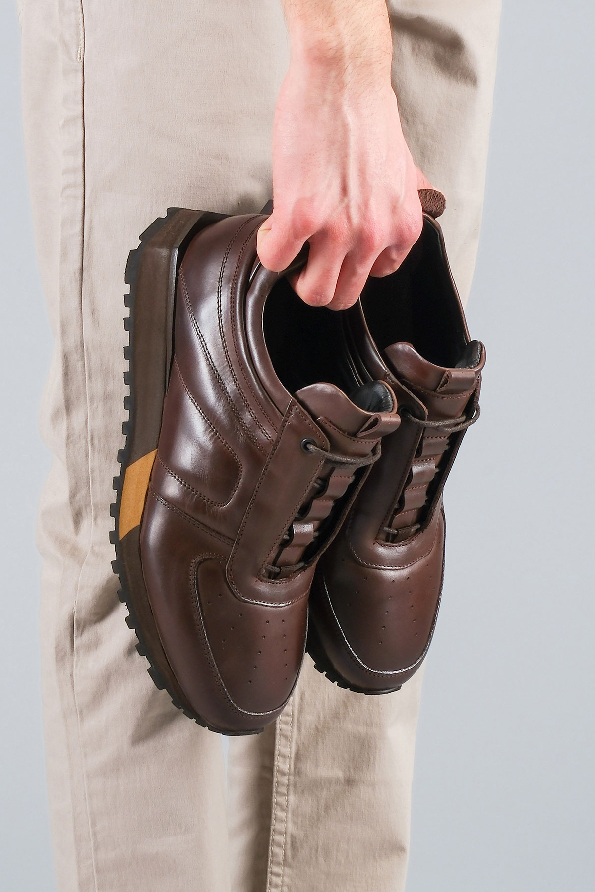 Carfier 2175 408 Kahve Hakiki Deri Erkek Sneaker Ayakkabı