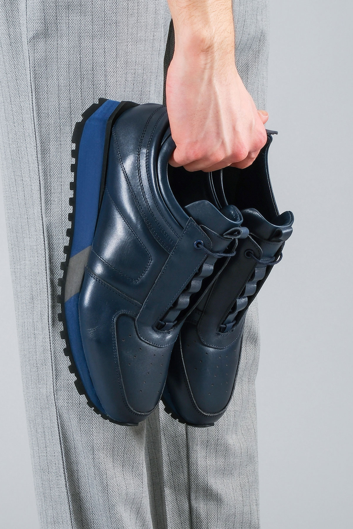 Carfier 2175 408 Lacivert Hakiki Deri Erkek Sneaker Ayakkabı
