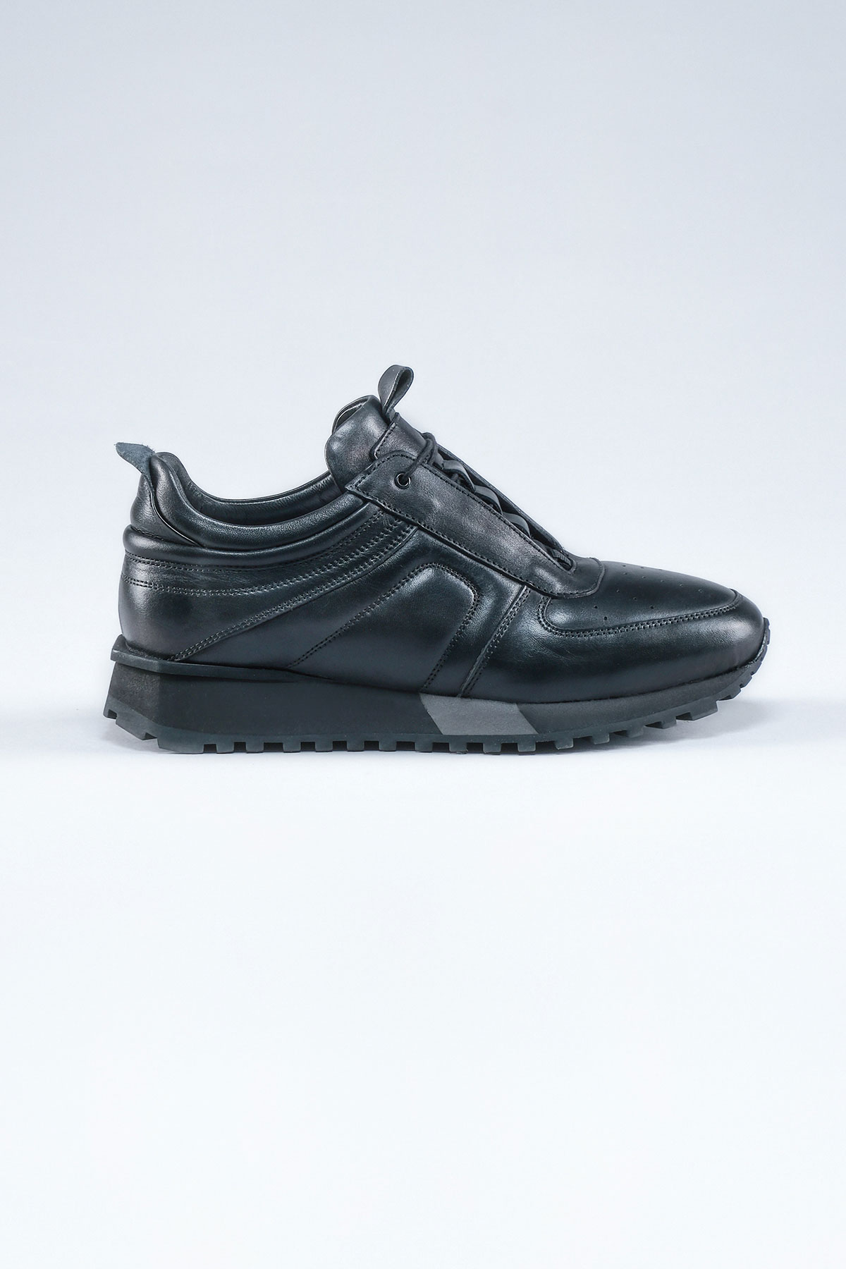 Carfier 2175 408 Siyah Hakiki Deri Erkek Sneaker Ayakkabı