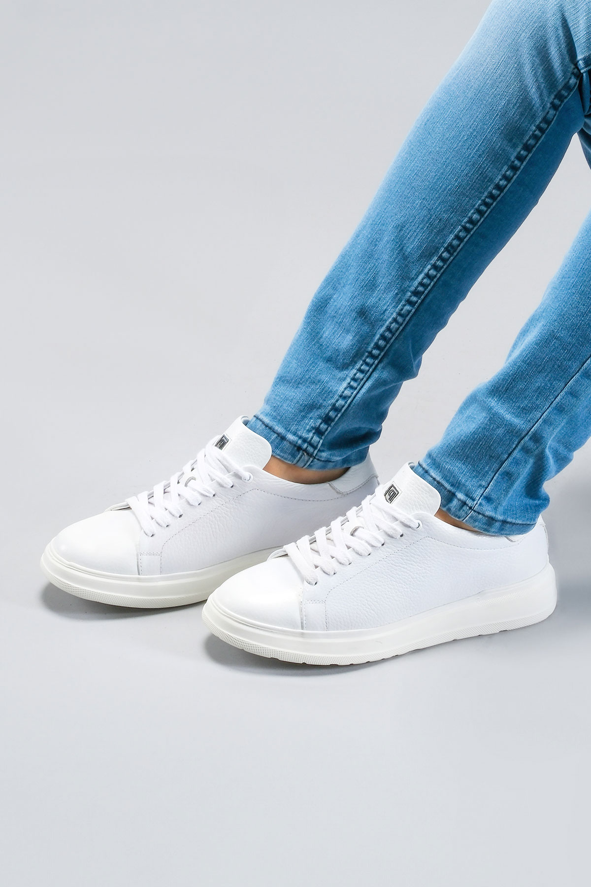 Carfier 2208 87 Beyaz Hakiki Deri Erkek Sneaker Ayakkabı