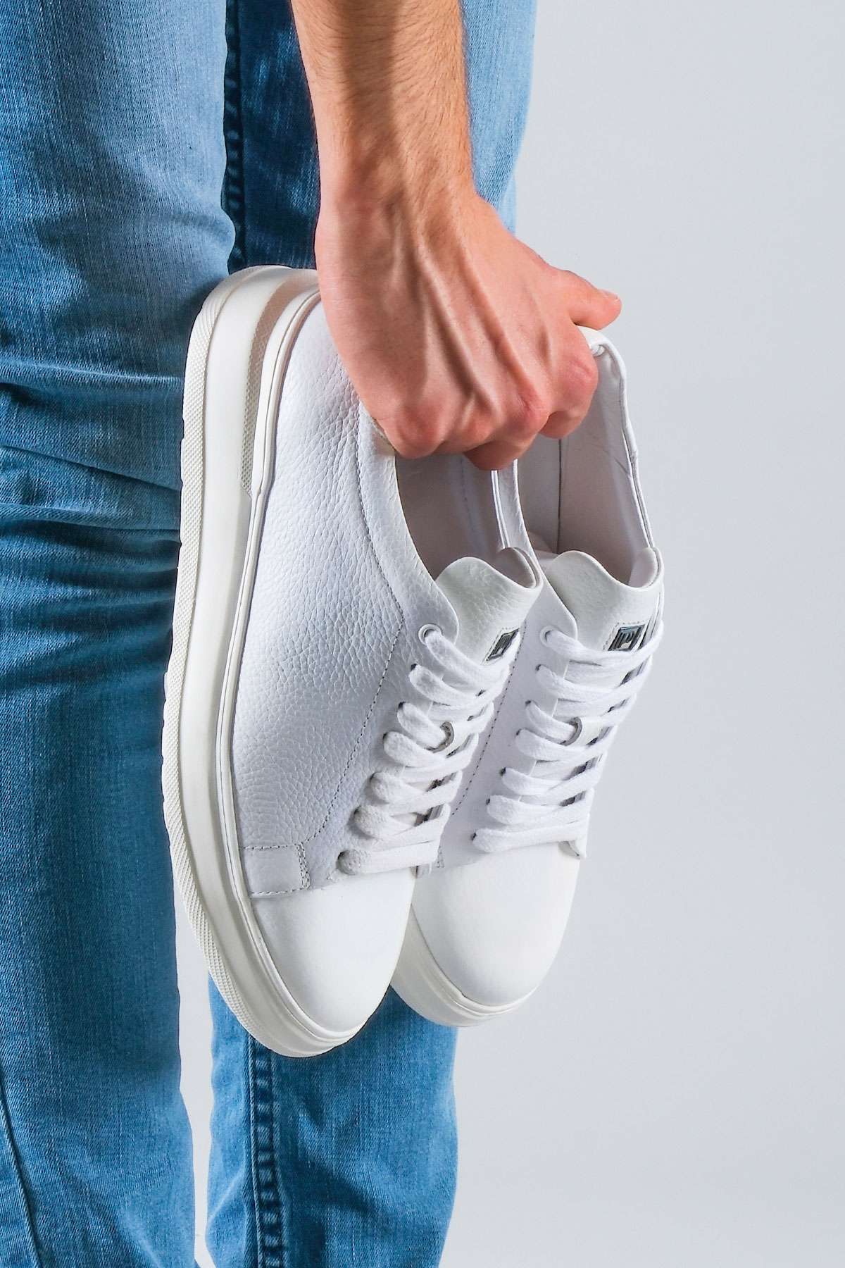 Carfier 2208 87 Beyaz Hakiki Deri Erkek Sneaker Ayakkabı