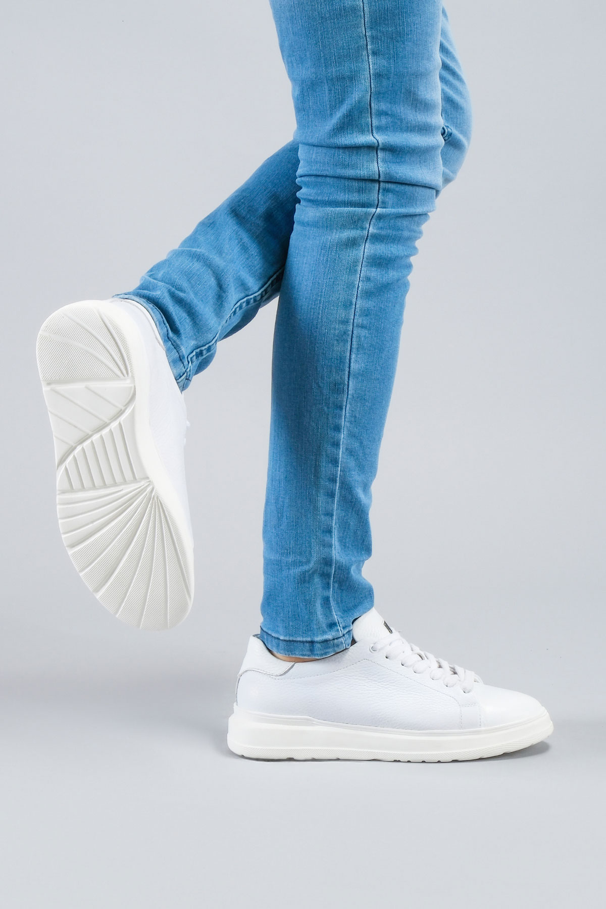 Carfier 2208 87 Beyaz Hakiki Deri Erkek Sneaker Ayakkabı