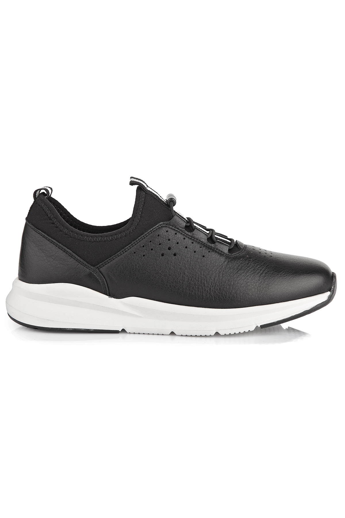 Carfier 2218 Hakiki Deri Kadın Sneaker Ayakkabı - Siyah