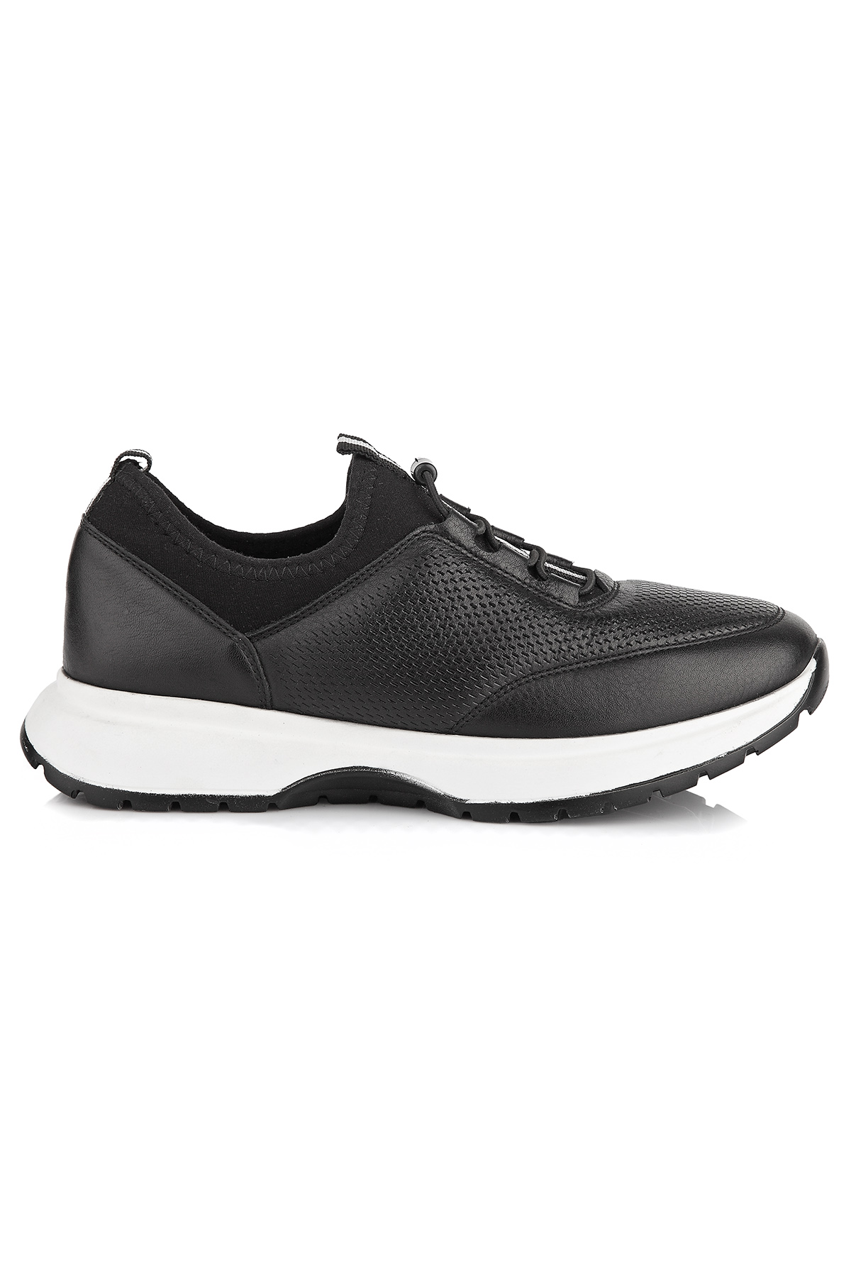 Carfier 2220 Hakiki Deri Kadın Sneaker Ayakkabı - Siyah
