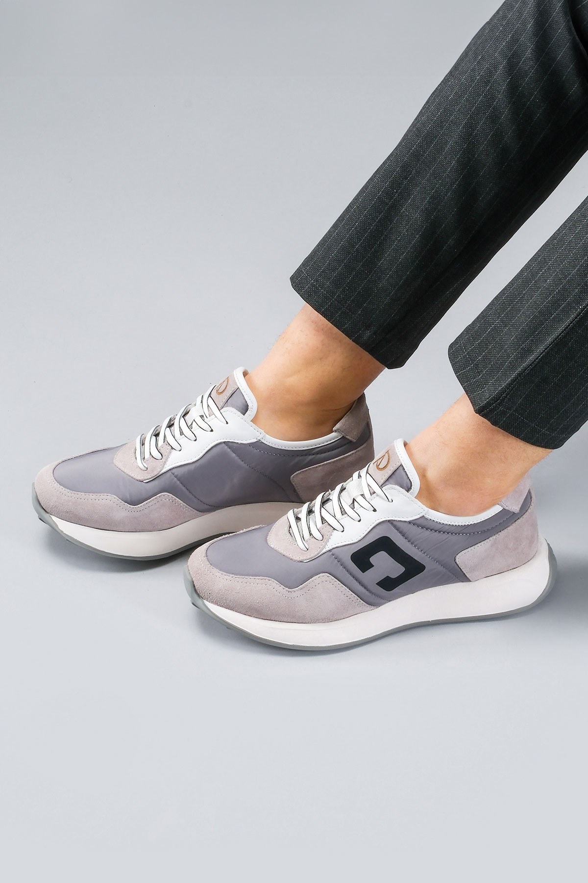 Carfier 2403 052 Gri Süet Hakiki Deri Erkek Sneaker Ayakkabı