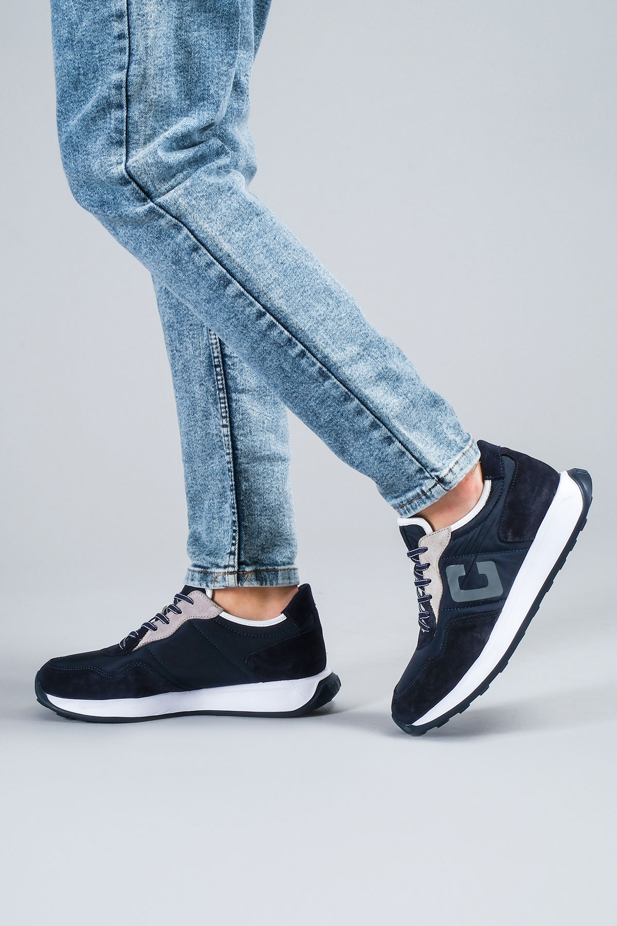 Carfier 2403 052 Lacivert Hakiki Deri Erkek Sneaker Ayakkabı