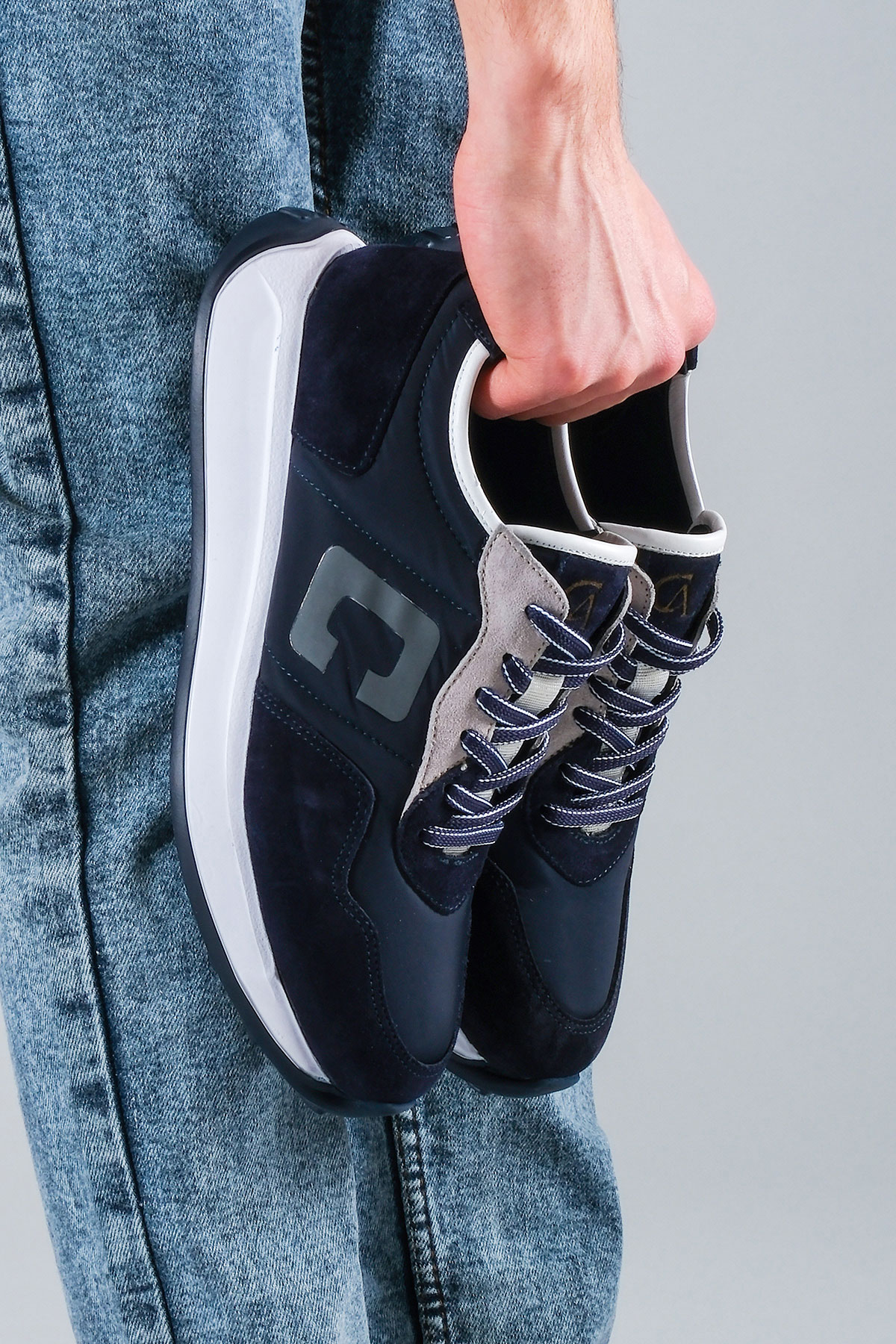 Carfier 2403 052 Lacivert Hakiki Deri Erkek Sneaker Ayakkabı