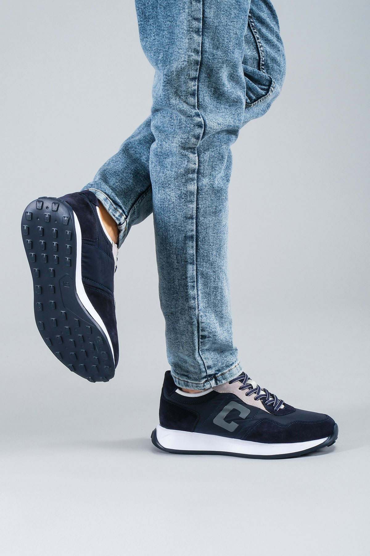 Carfier 2403 052 Lacivert Hakiki Deri Erkek Sneaker Ayakkabı