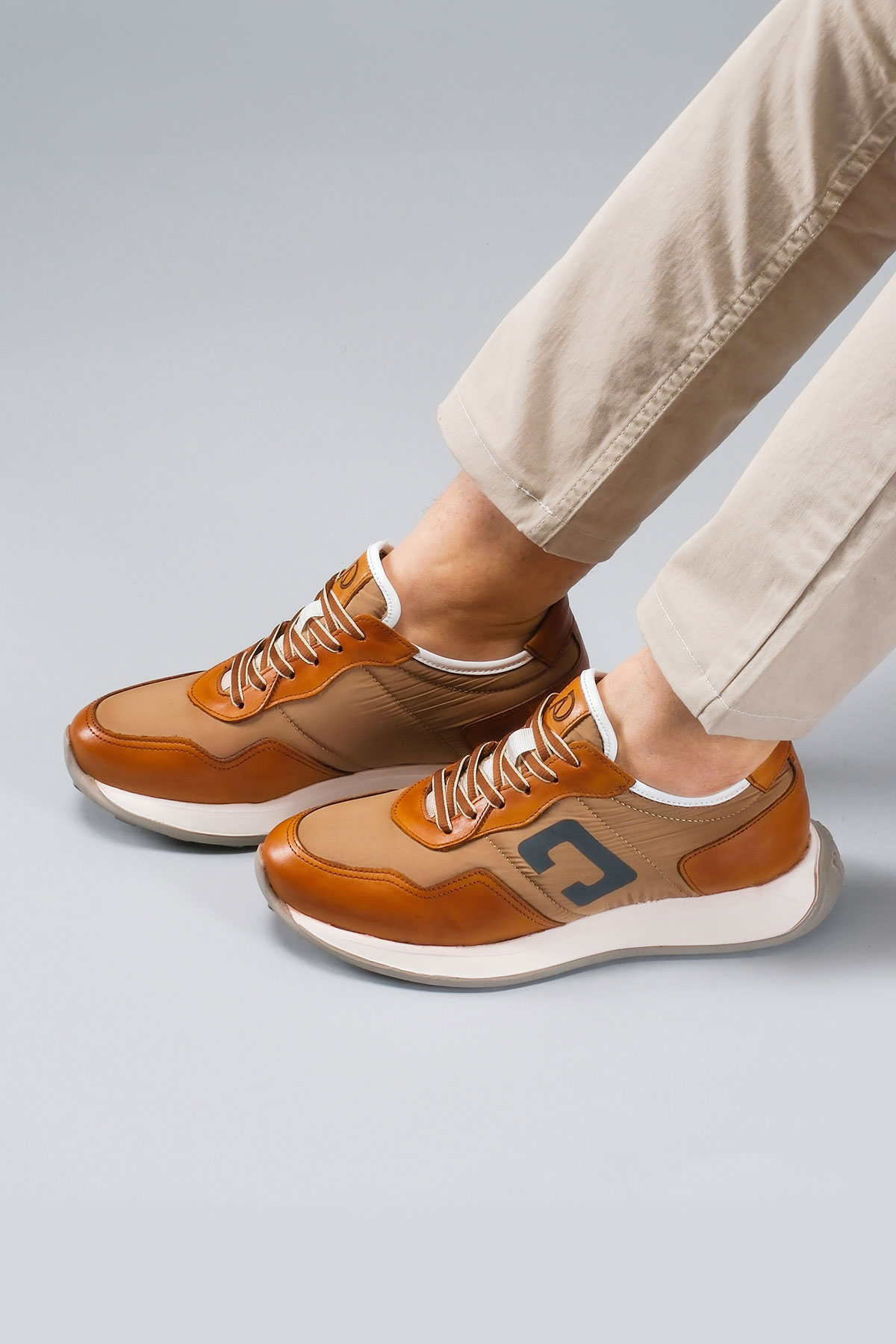 Carfier 2403 052 Taba Hakiki Deri Erkek Sneaker Ayakkabı