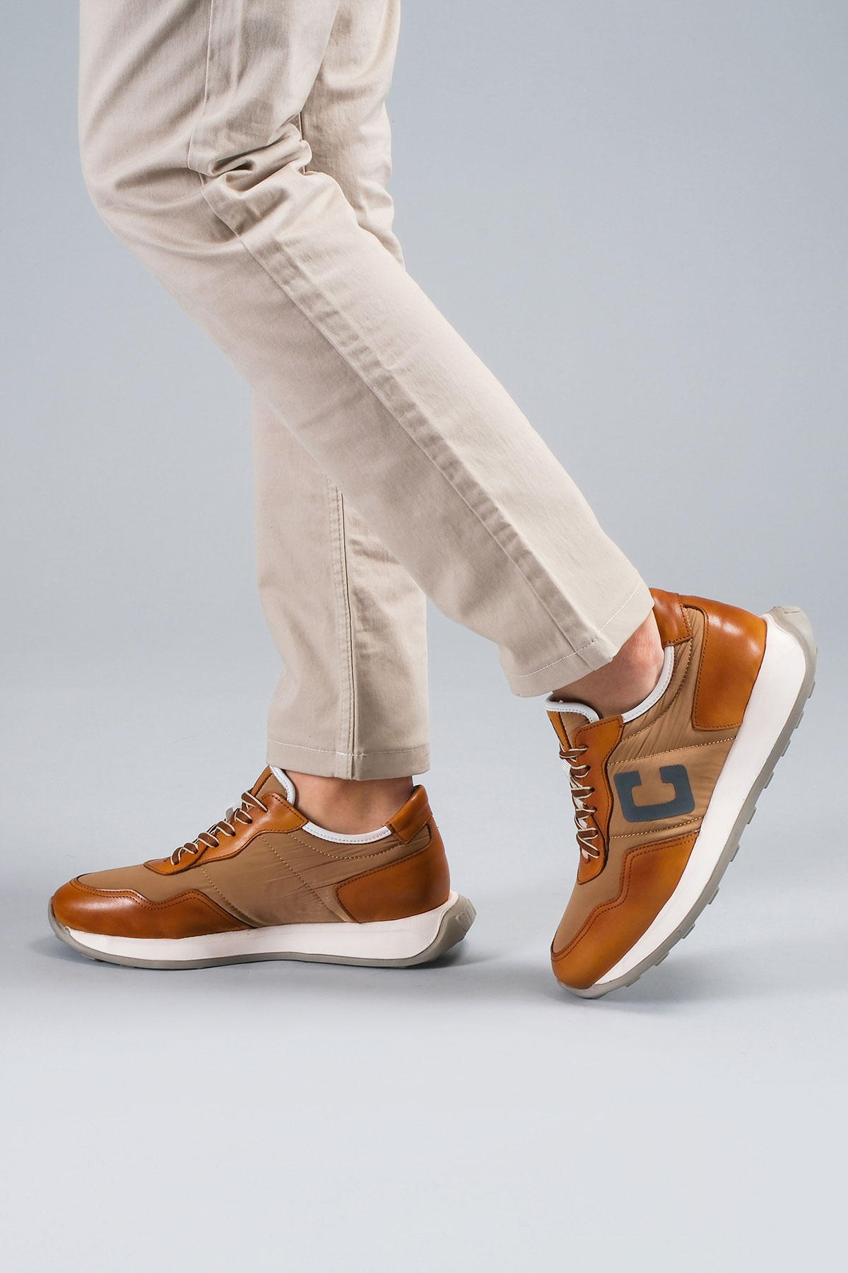 Carfier 2403 052 Taba Hakiki Deri Erkek Sneaker Ayakkabı