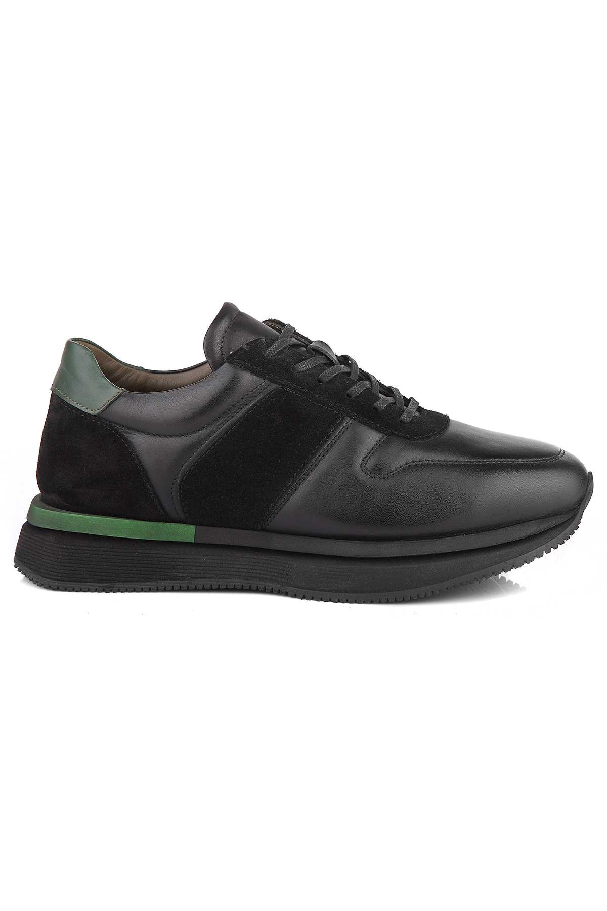Carfier 2414 Hakiki Deri Erkek Sneaker Ayakkabı - Siyah