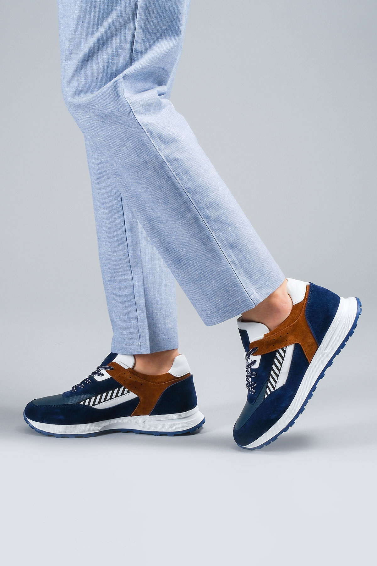 Carfier 2415 255 Lacivert Süet Hakiki Deri Erkek Sneaker Ayakkabı