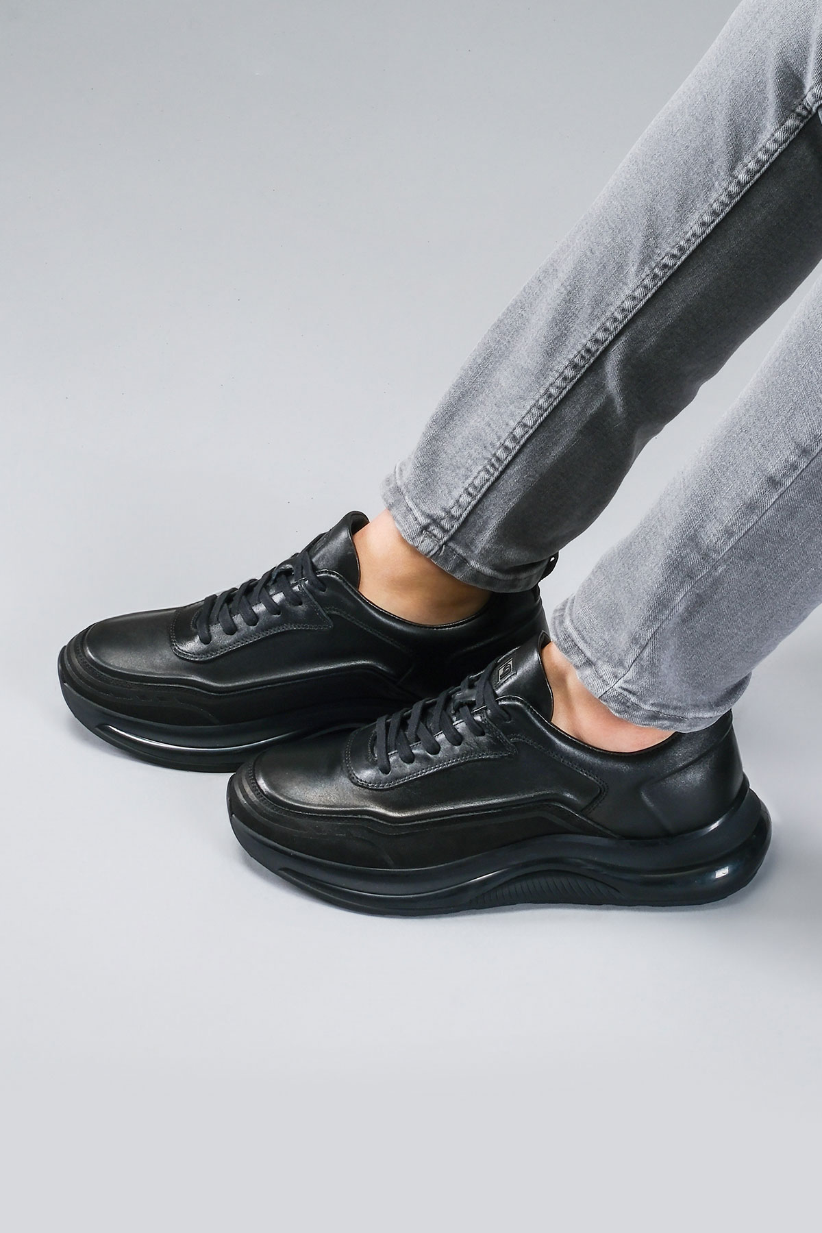 Carfier 2425 TOR Siyah Hakiki Deri Erkek Sneaker Ayakkabı