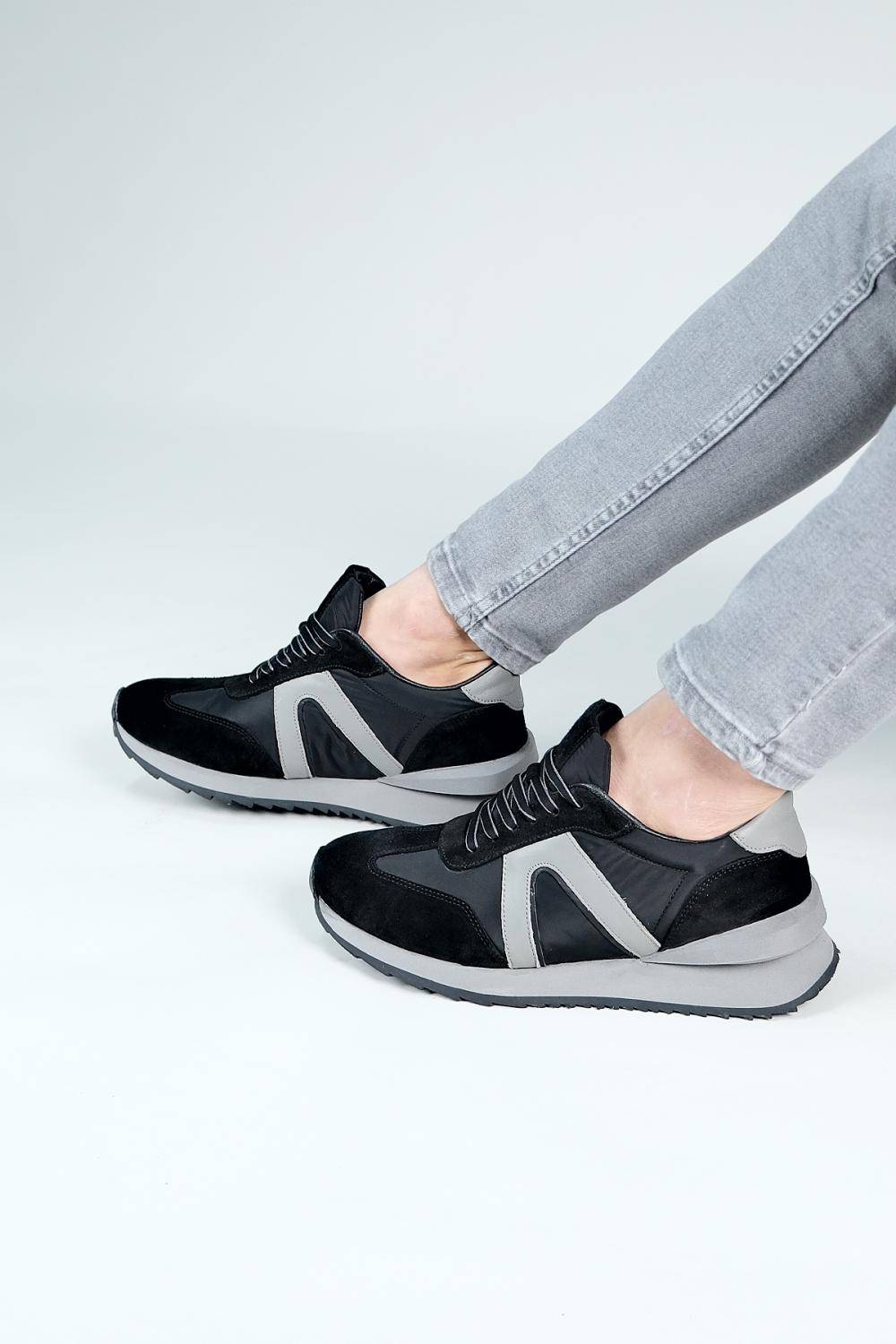 Carfier 2470 Süet Siyah Hakiki Deri Erkek Sneaker Ayakkabı