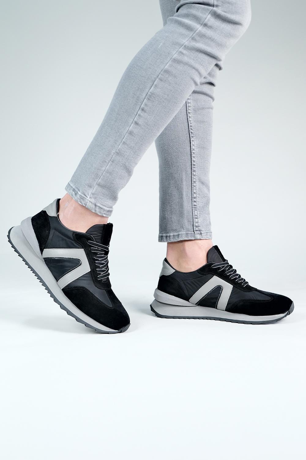 Carfier 2470 Süet Siyah Hakiki Deri Erkek Sneaker Ayakkabı