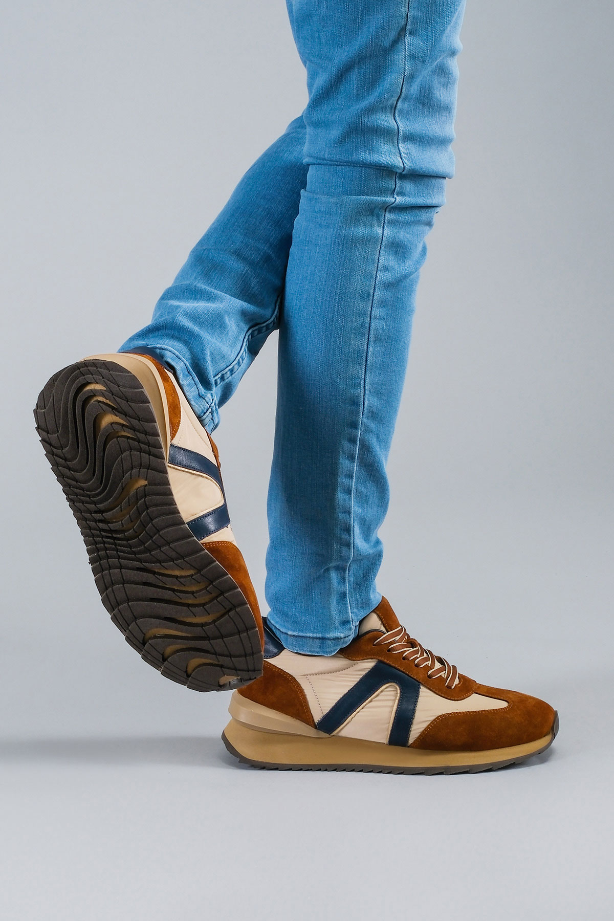 Carfier 2470 TOR Açık Kahve Hakiki Deri Erkek Sneaker Ayakkabı