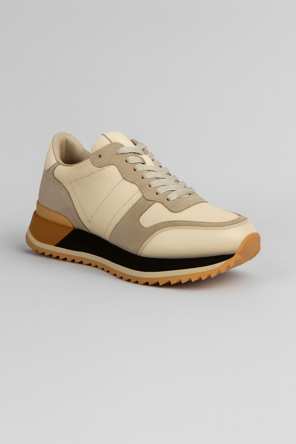 Carfier 2472 Bej Bej Süet Hakiki Deri Sneaker Ayakkabı
