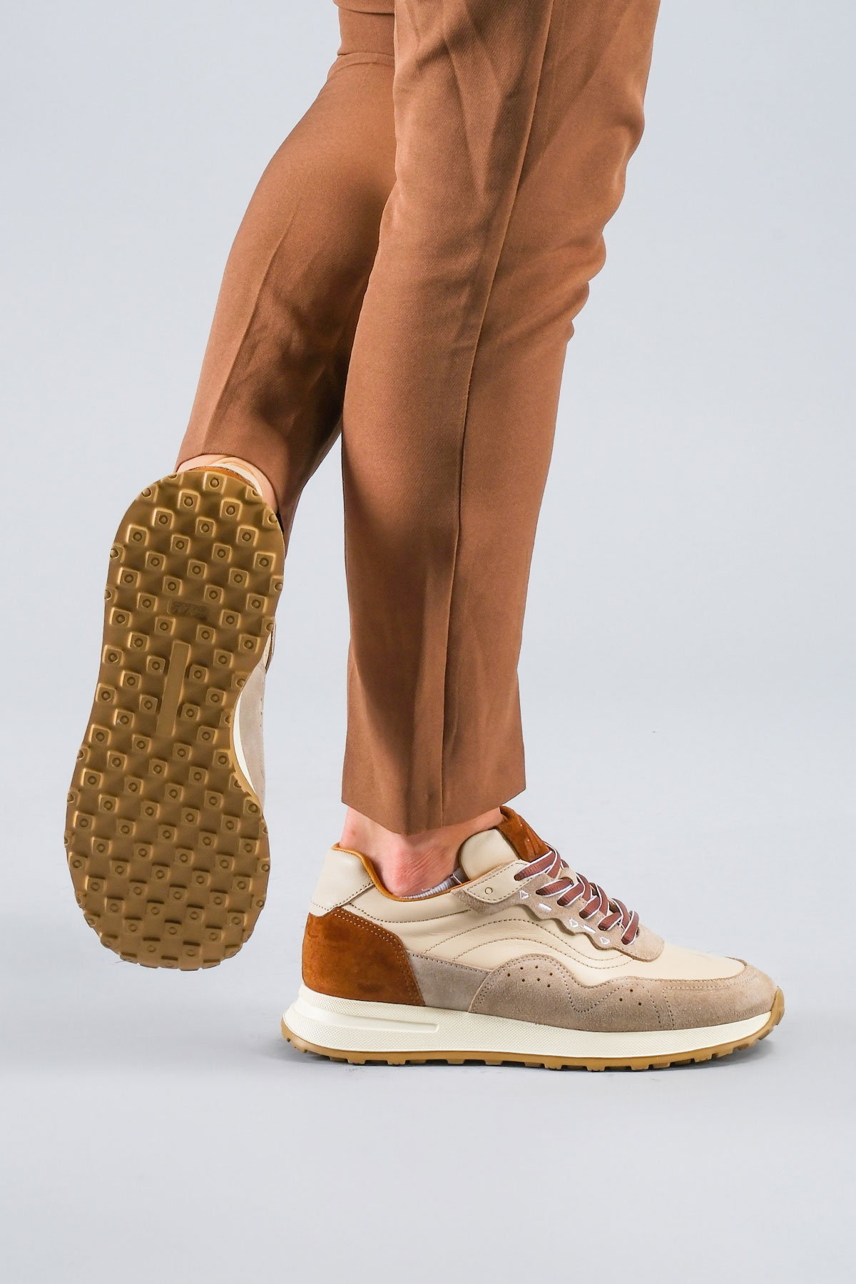 Carfier 2482 255 Z Bej Hakiki Deri Kadın Sneaker Ayakkabı