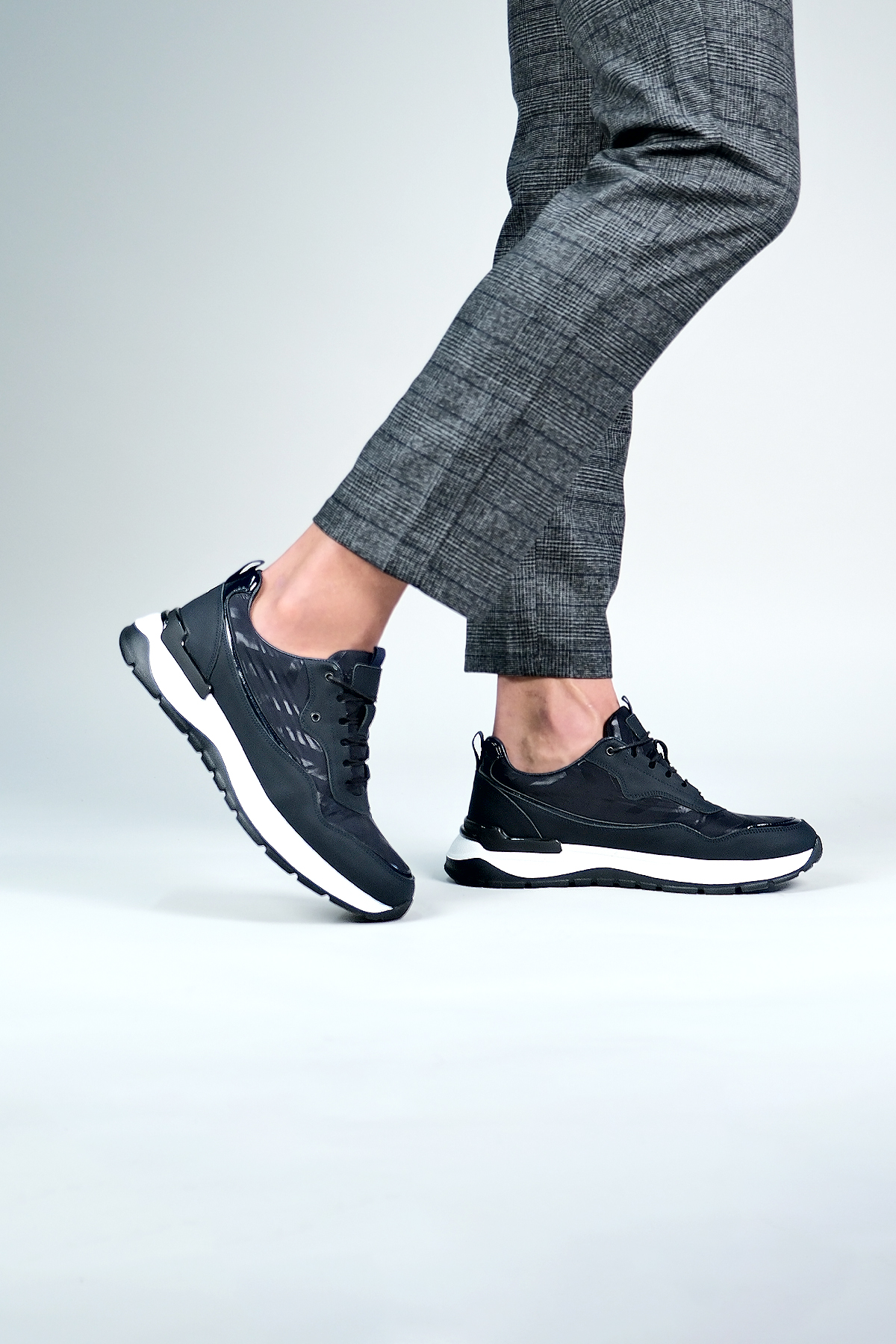 Carfier 2499 Lacivert Hakiki Deri Erkek Sneaker Ayakkabı