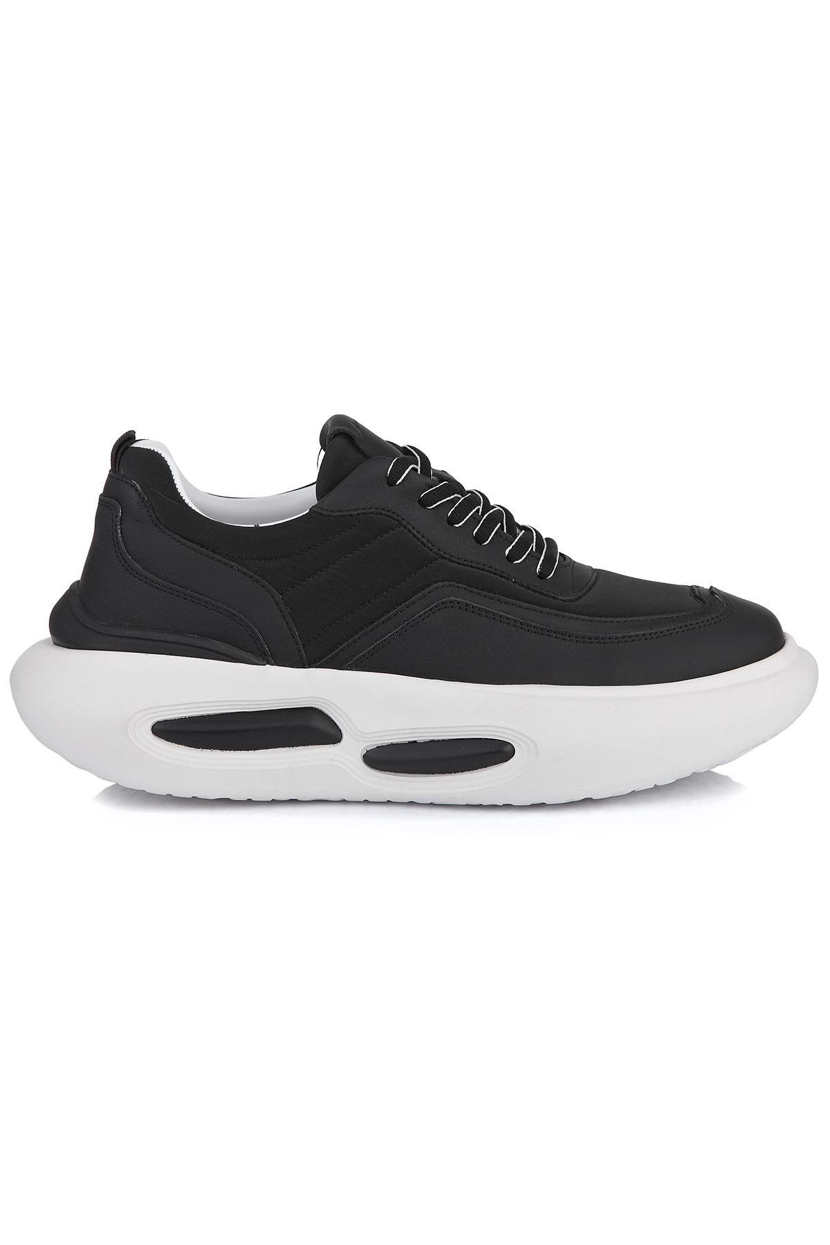 Carfier 2606 Hakiki Deri Erkek Sneaker Ayakkabı - Siyah