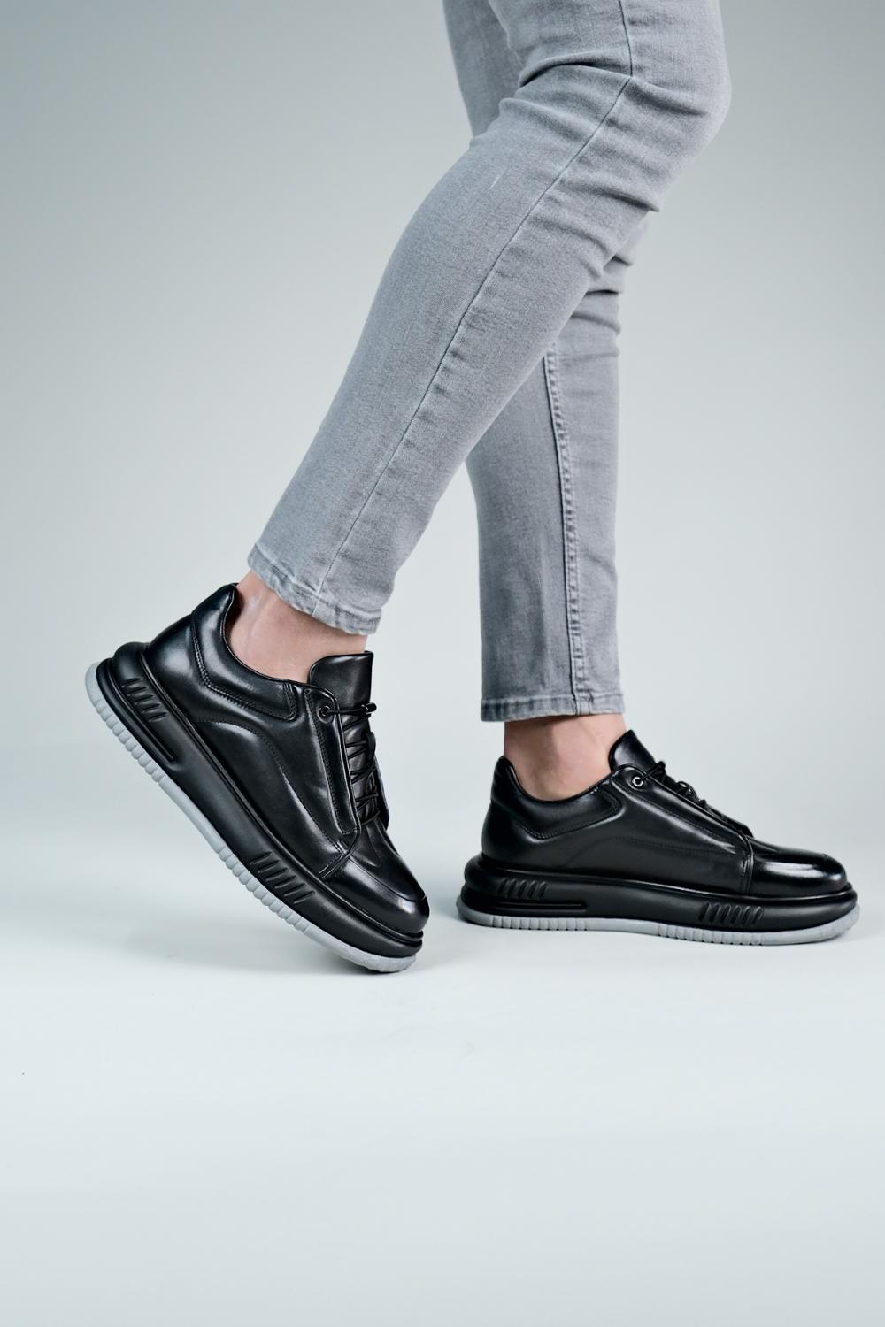 Carfier 2607 Siyah Hakiki Deri Sneaker Ayakkabı