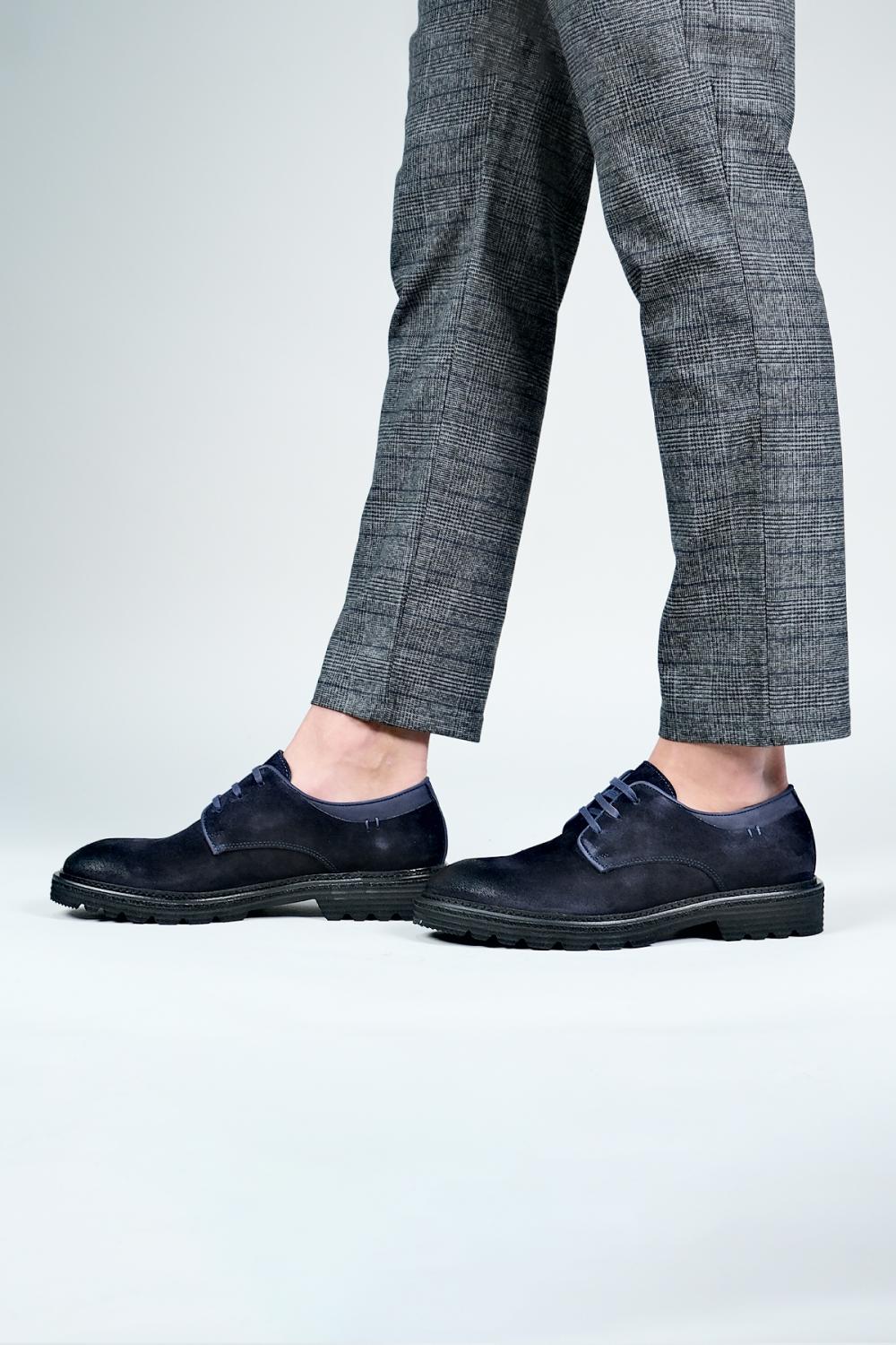 Carfier 2648 Süet Lacivert Hakiki Deri Erkek Smart Casual Ayakkabı
