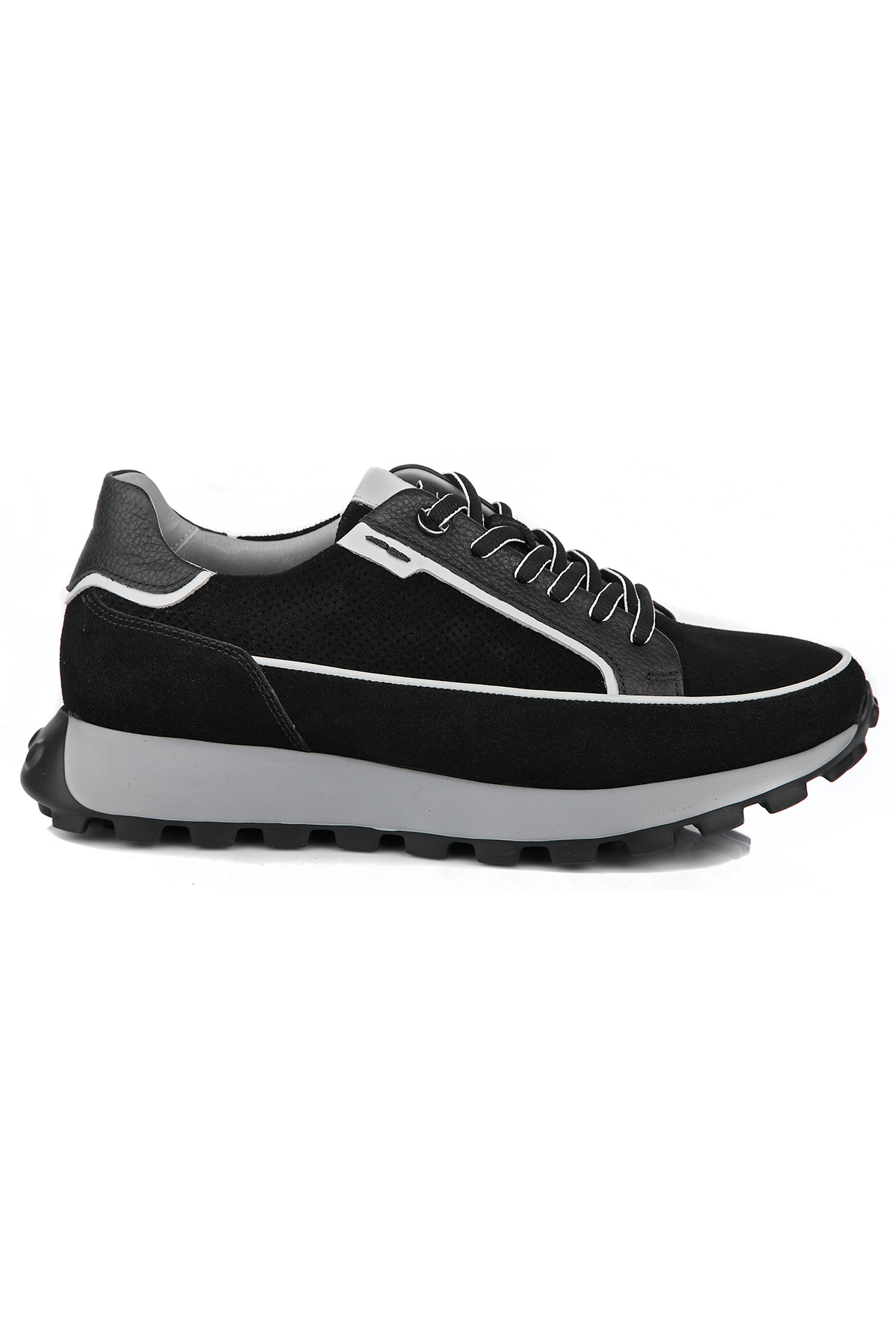 Carfier 2683 Hakiki Süet Deri Erkek Sneaker Ayakkabı - Siyah Süet