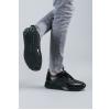 Carfier 2175 408 Siyah Rugan Hakiki Deri Erkek Sneaker Ayakkabı