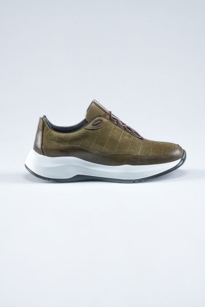Carfier 2149 202 Haki Yeşil Hakiki Deri Erkek Sneaker Ayakkabı