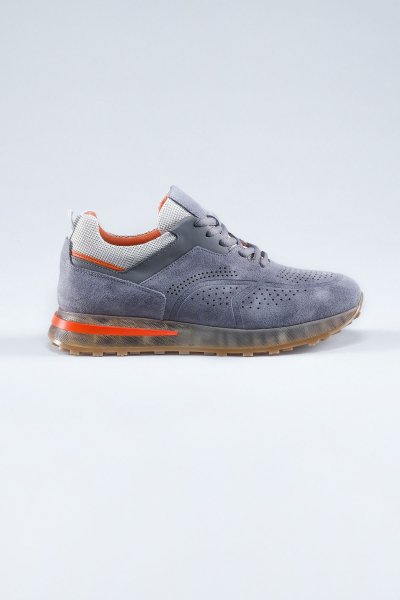 Carfier 2395 TOR Gri Süet Hakiki Deri Erkek Sneaker Ayakkabı