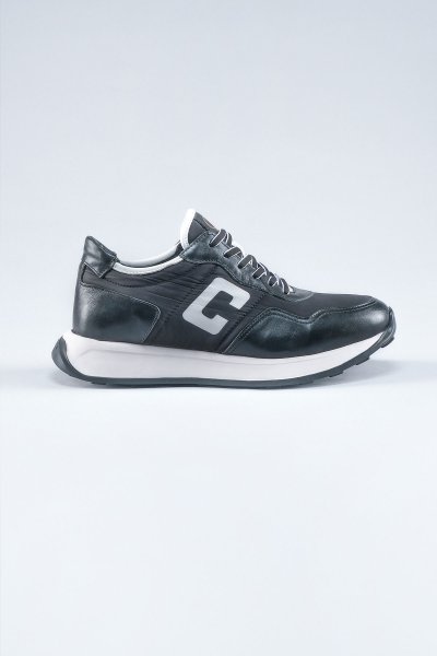 Carfier 2403 052 Siyah Hakiki Deri Erkek Sneaker Ayakkabı