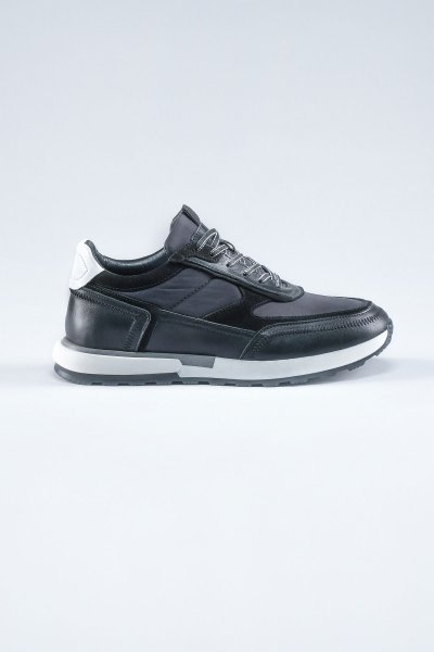 Carfier 2460 030 Siyah Hakiki Deri Erkek Sneaker Ayakkabı