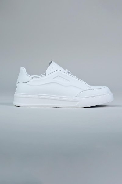 Carfier 2539 Beyaz  Hakiki Deri Erkek Sneaker Ayakkabı